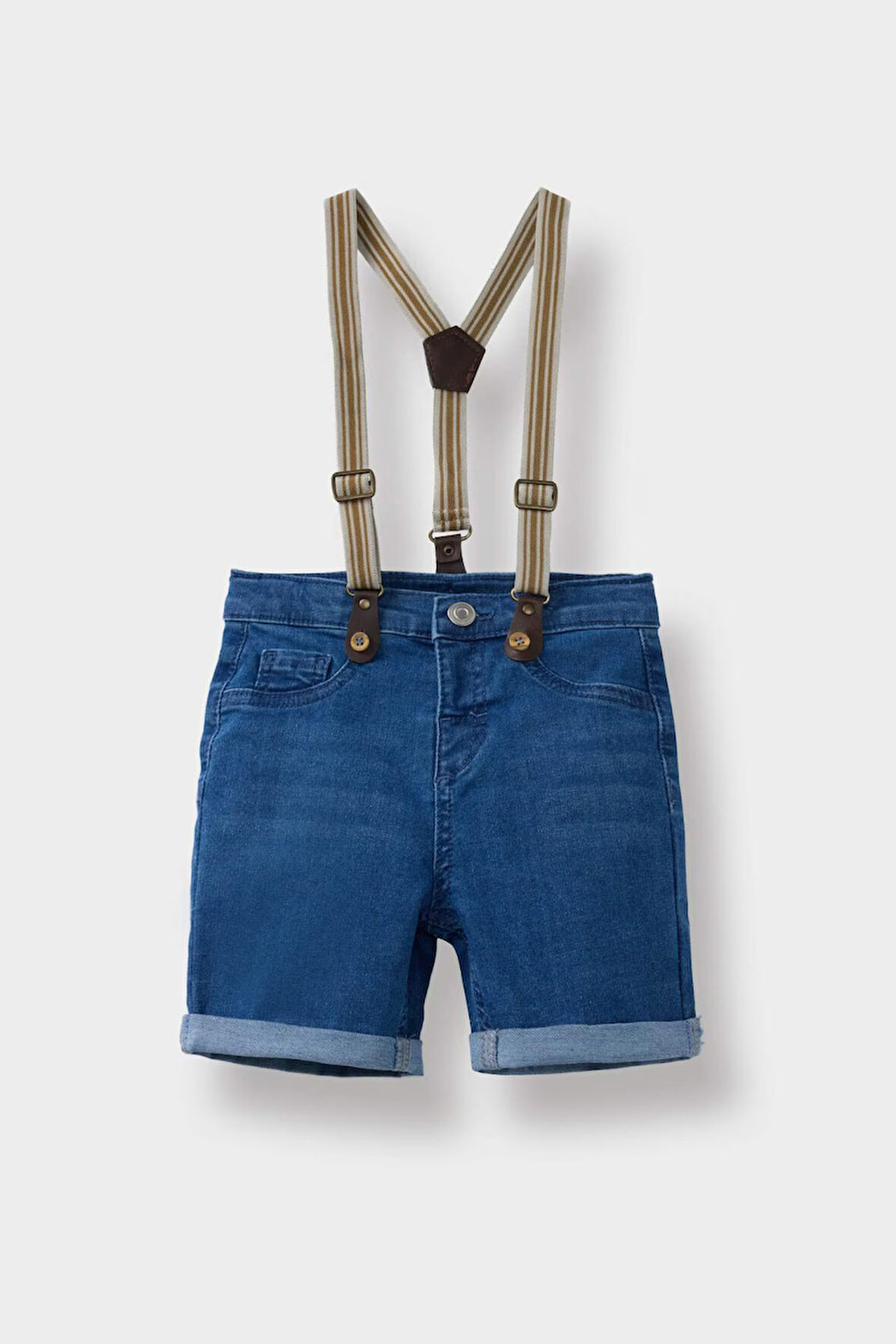 Erkek Bebek Pantolon Askılı Jean Şort