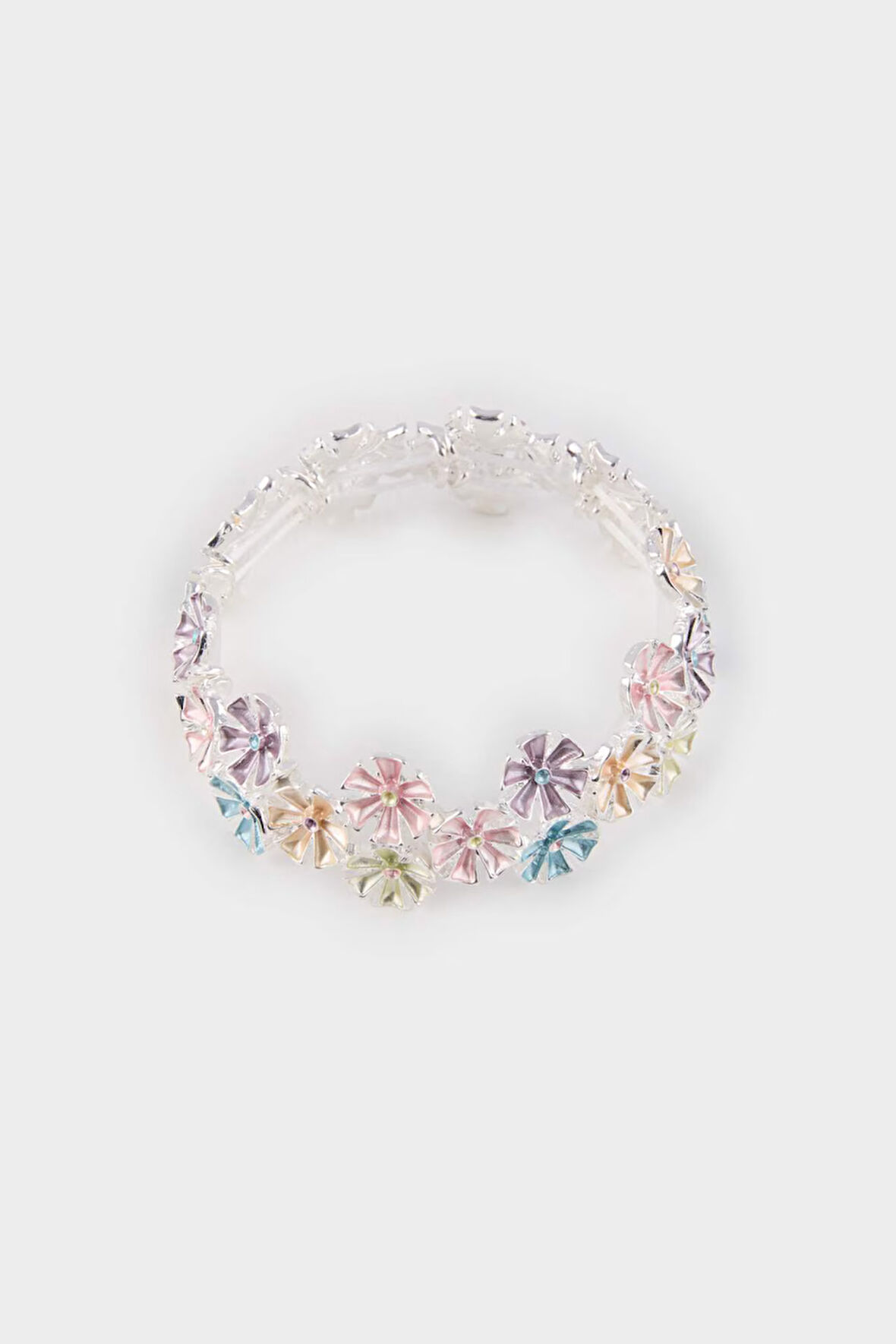 Kadın Renkli Çiçekli Silver Bileklik