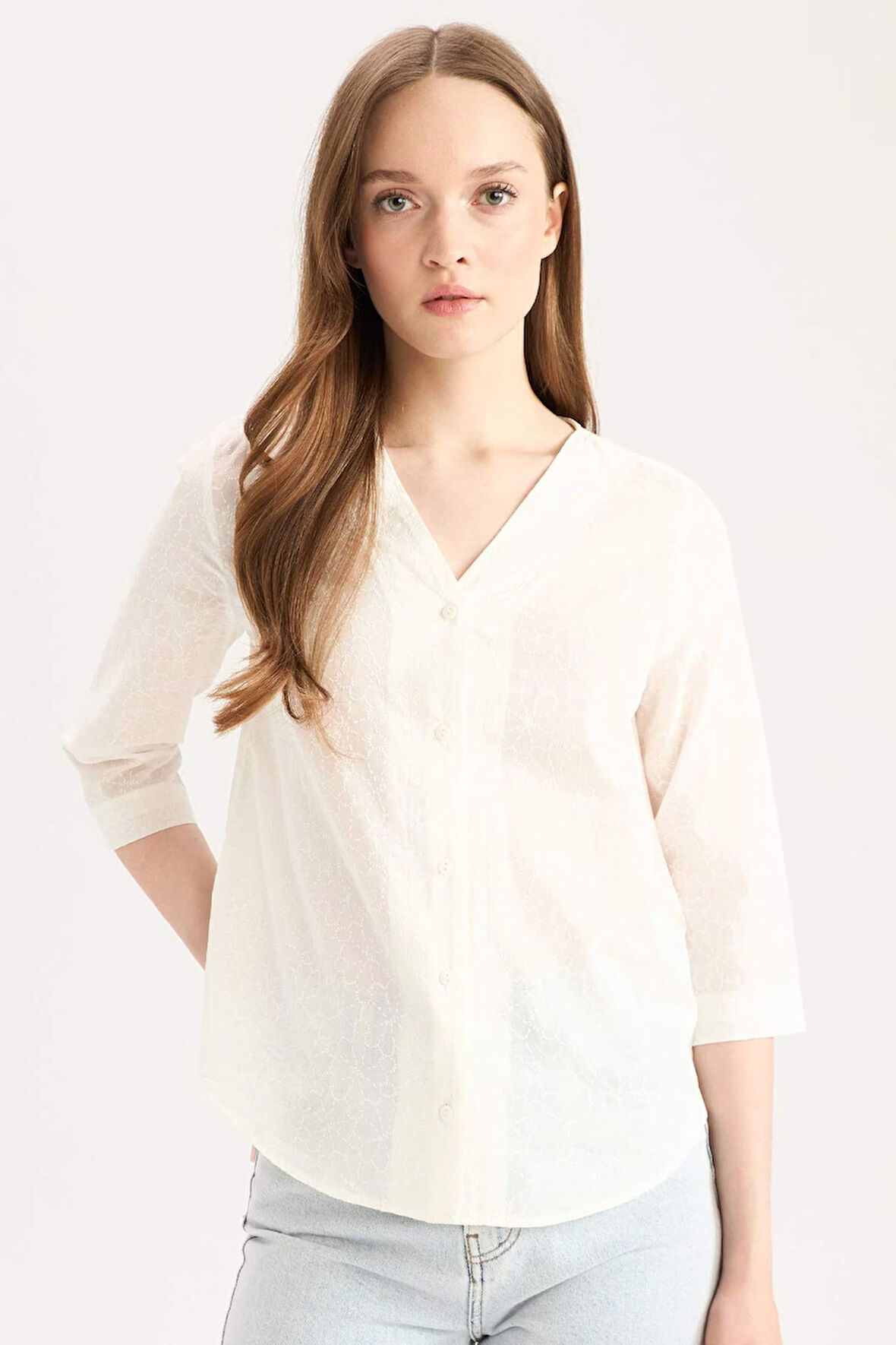 DeFacto Regular Fit Apaş Yaka Basic Düz Pamuklu Yarım Kollu Gömlek E5949AX25SPWT32