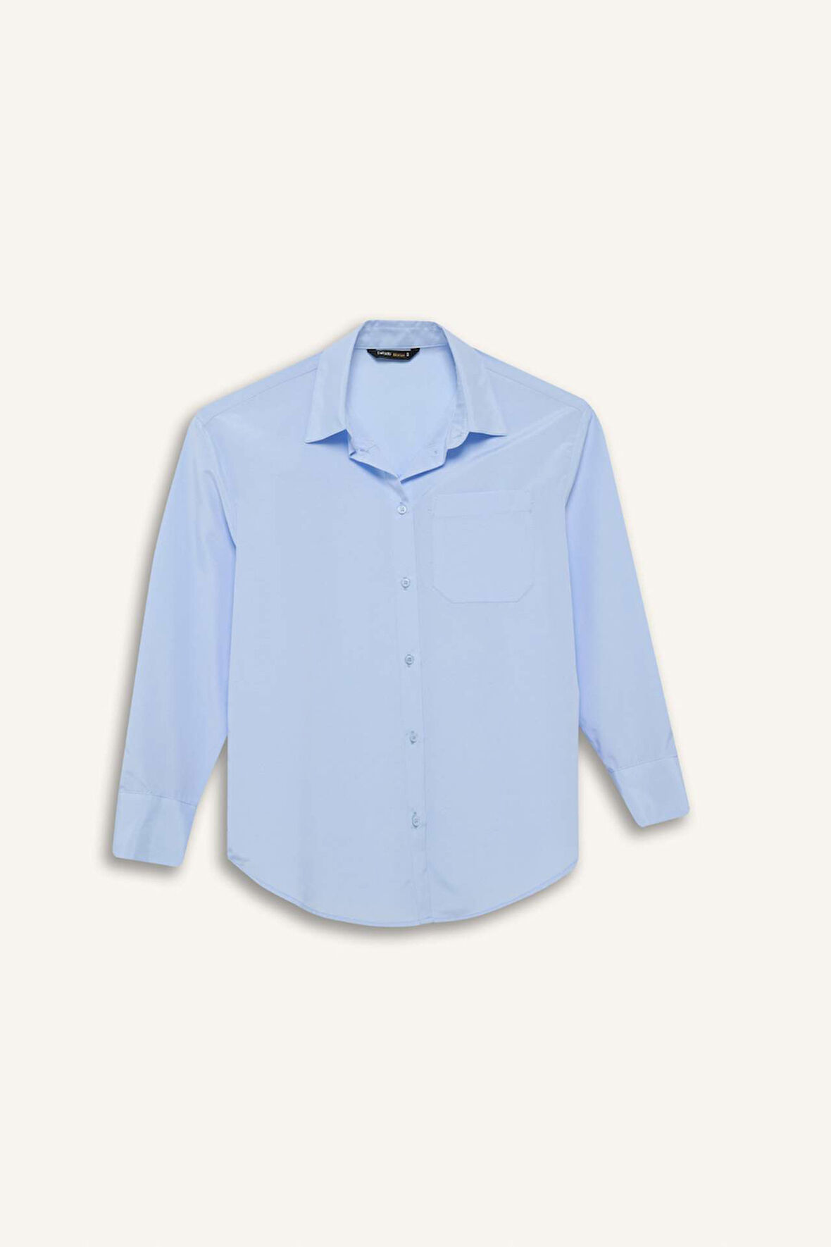 Oversize Geniş Kalıp Gömlek Yaka Poplin Uzun Kollu Gömlek