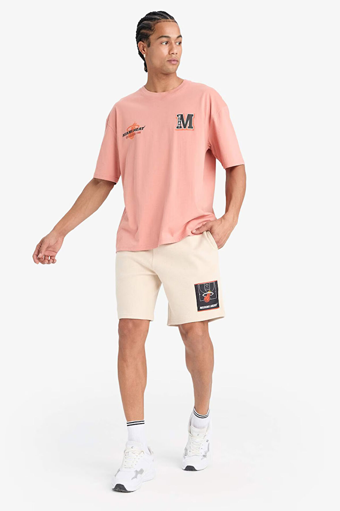 DeFactoFit NBA Miami Heat Standart Fit Kısa Paça Waffle Şort