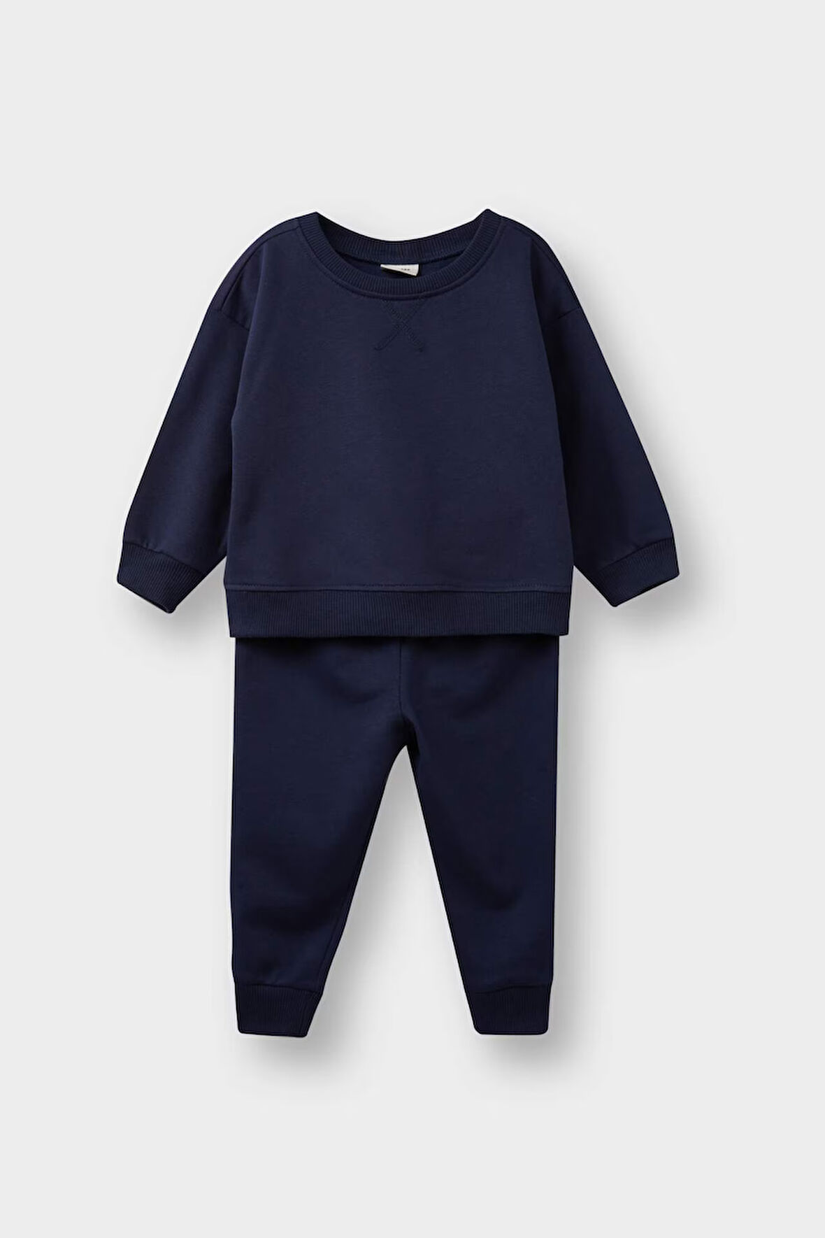 Erkek Bebek 2'li Takım Basic Düz Sweatshirt Eşofman Altı