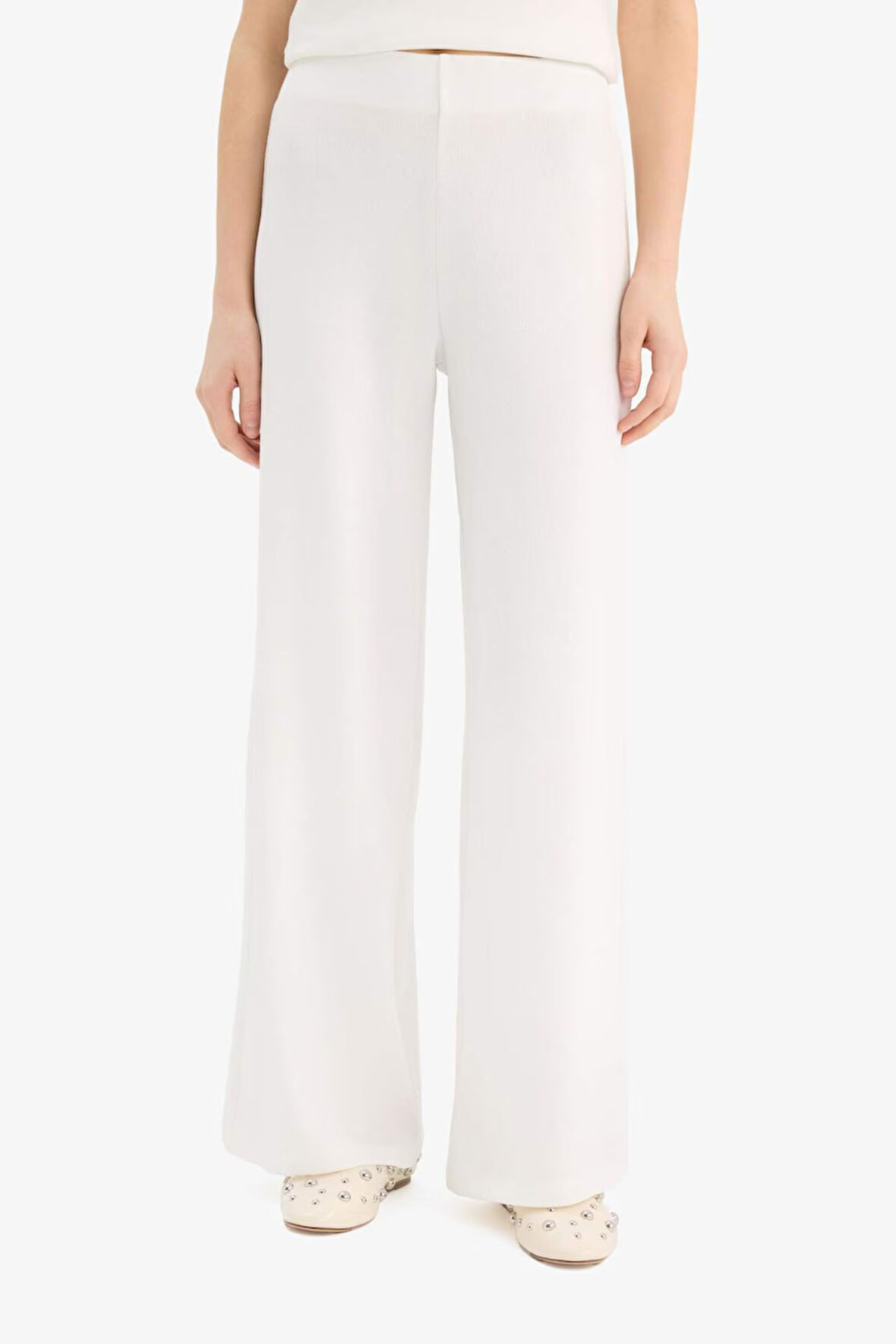 	Wide Leg Geniş Paça Basic Düz Pike Pantolon
