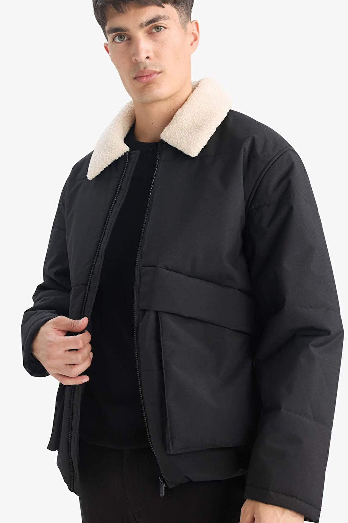 Su Geçirmez Rüzgar Geçirmez Slim Fit Dar Kesim Suni Kürklü Polo Yaka Astarlı Fermuarlı Cepli Mont