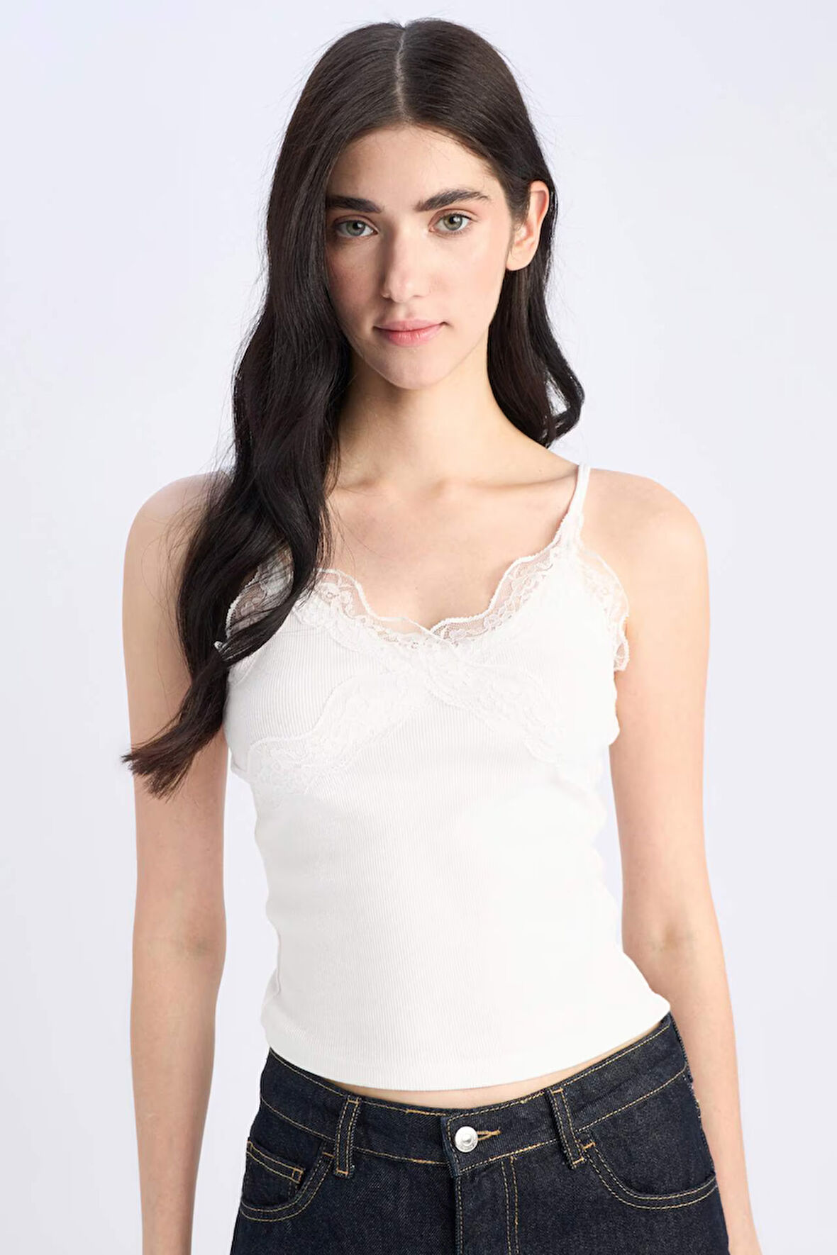 Slim Fit Dar Kesim V Yaka Fitilli Kaşkorse Atlet