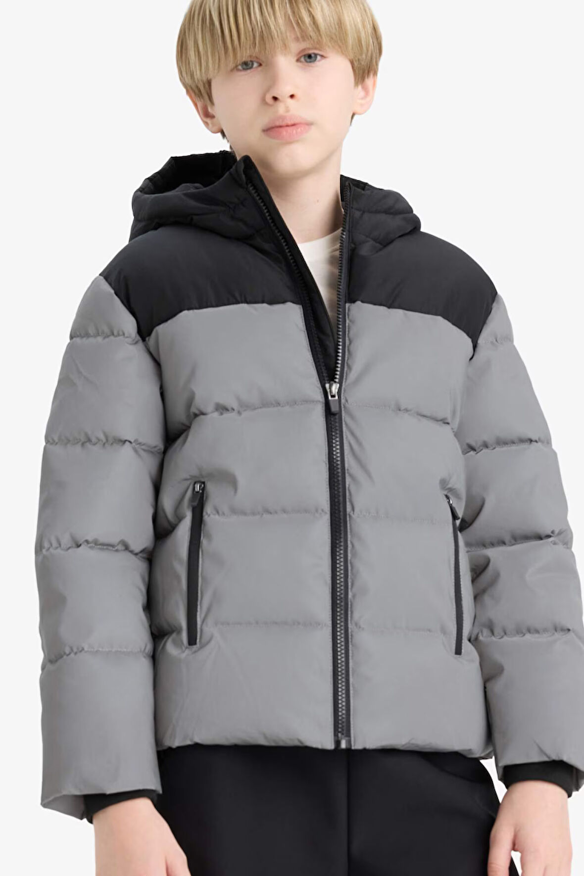 Erkek Çocuk Su Geçirmez Kapüşonlu Polar Astarlı Mont