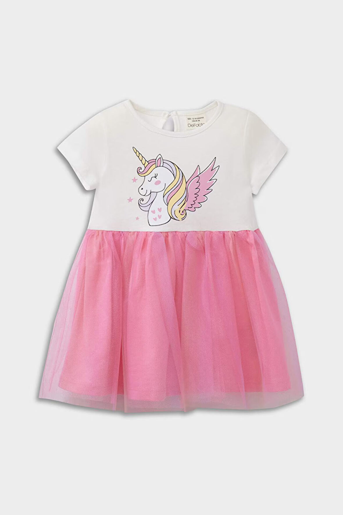 Kız Bebek Unicorn Baskılı Kısa Kollu Yazlık Tül Elbise