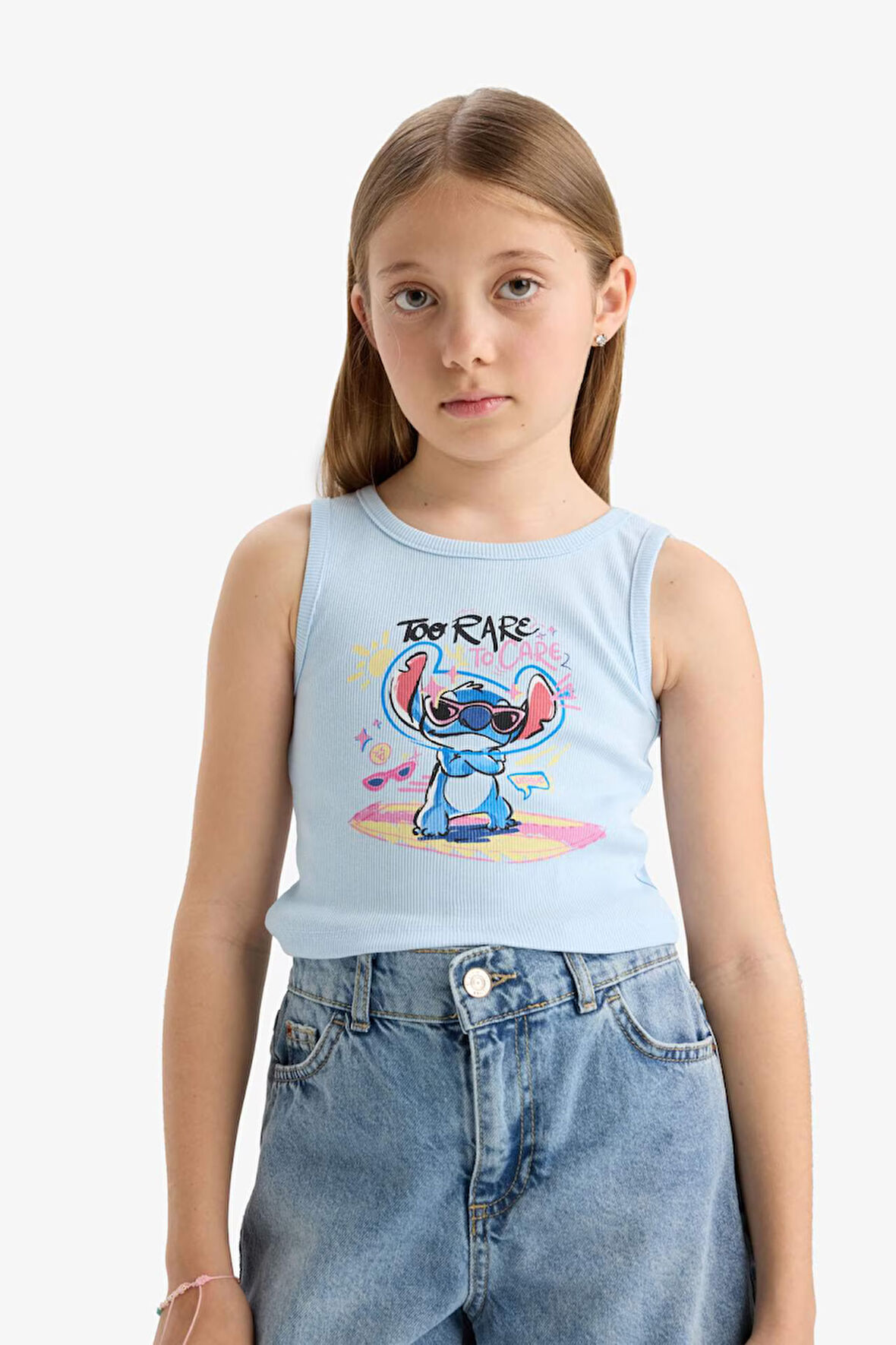 Kız Çocuk Disney Lilo & Stitch Bisiklet Yaka Atlet