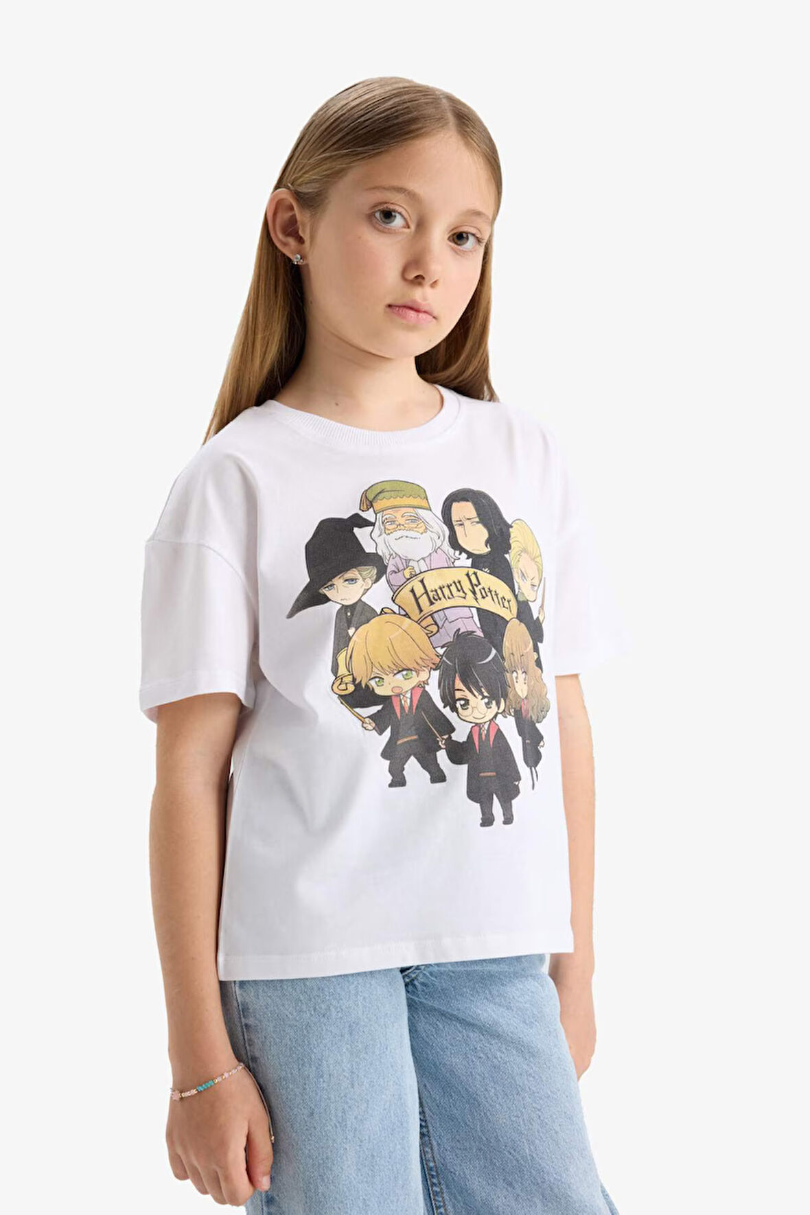 DeFacto Kız Çocuk Harry Potter Relax Fit Bisiklet Yaka Kısa Kollu Tişört E4411A825SMWT34