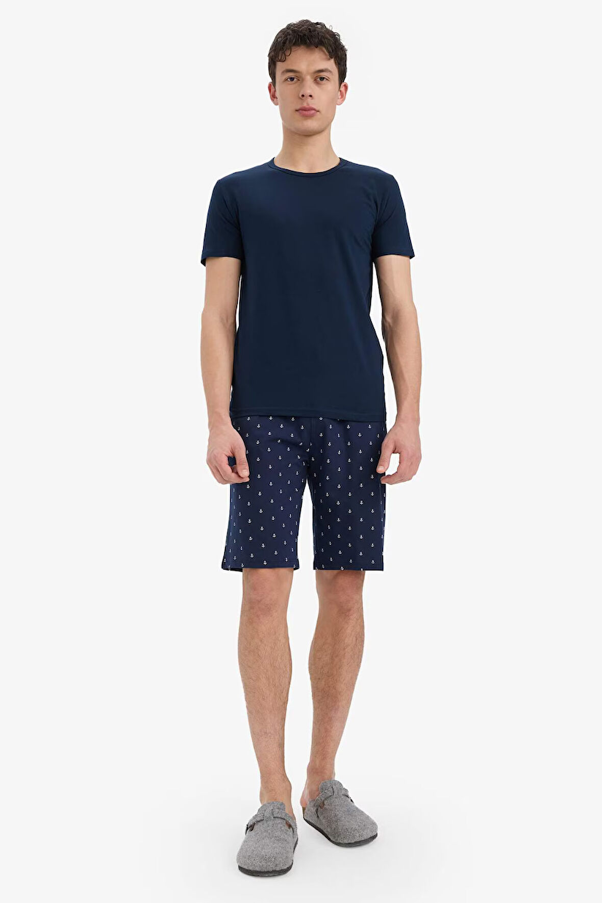 Regular Fit Desenli Cepli Şort Pijama Altı