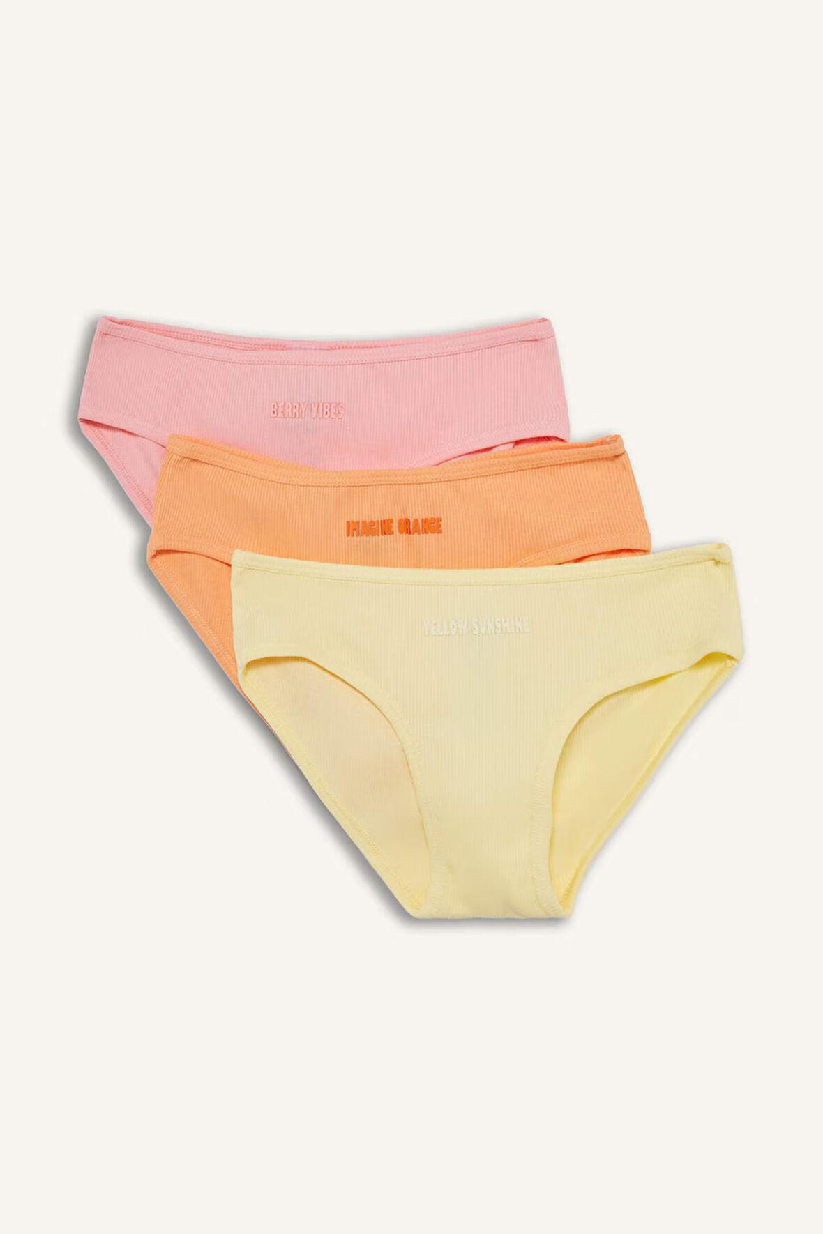Kız Çocuk Slogan Baskılı Fitilli Kaşkorse 3'lü Slip Külot
