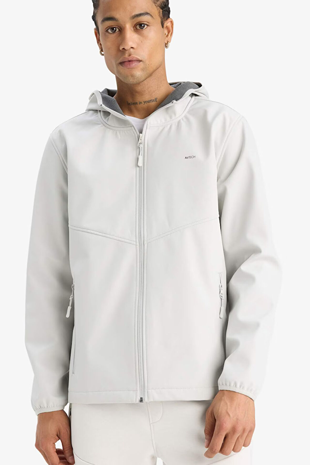 DeFactoFit Su İtici Regular Fit Kapüşonlu Fermuarlı Softshell Yağmurluk