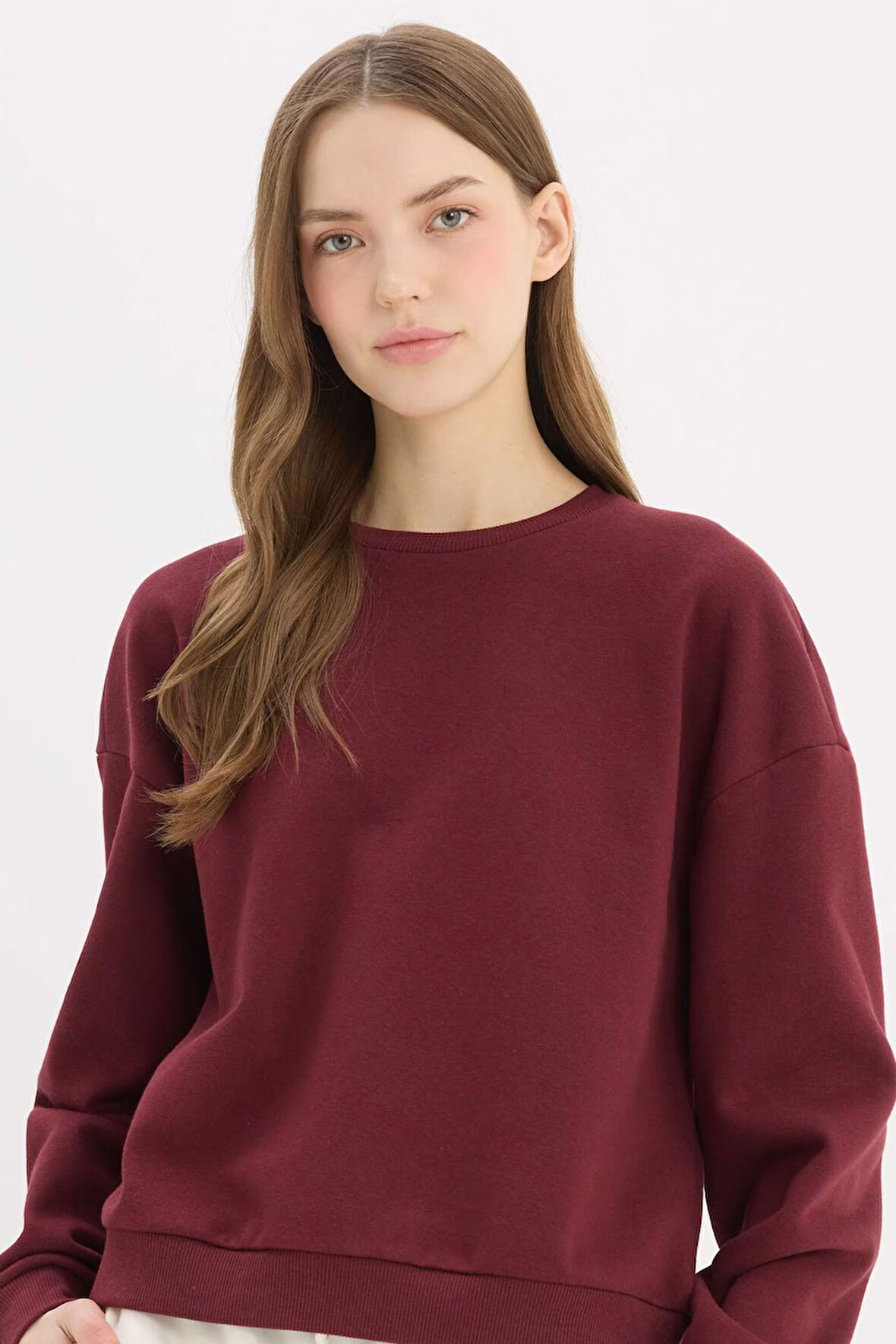 DeFacto Regular Fit Bisiklet Yaka Kalın Basic Düz Sweatshirt D6645AX25SPBR248