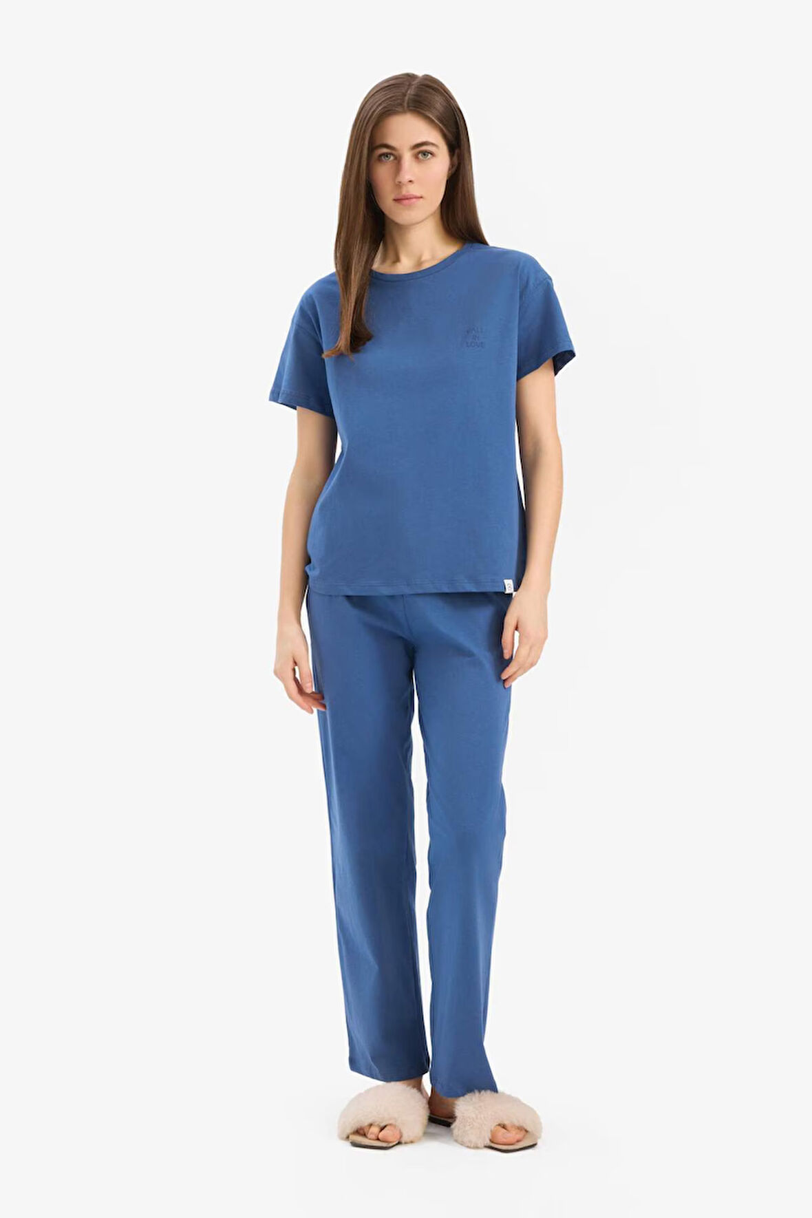 Pijama Takımı Kısa Kollu Üst Esnek Belli Alt-Fall in Love