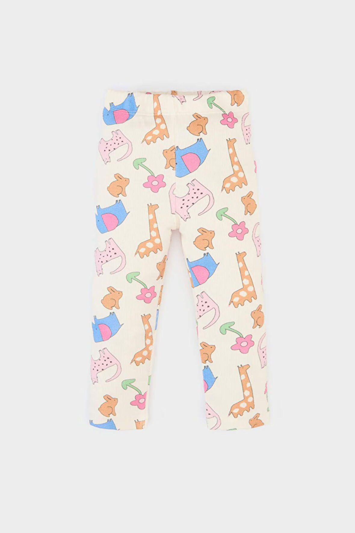 Kız Bebek Hayvan Desenli Fitilli Kaşkorse Pantolon