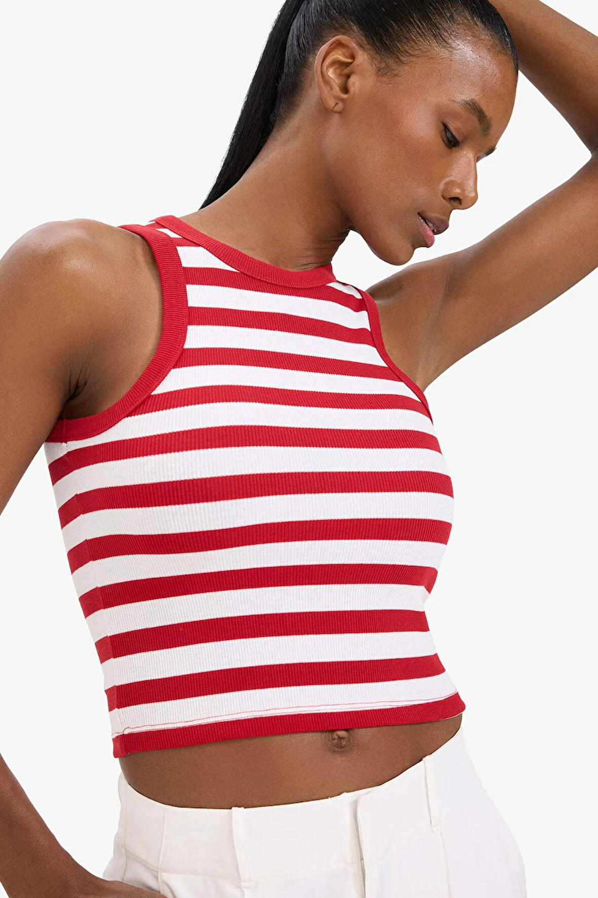 DeFactoFit Standart Fit Çizgili Bisiklet Yaka Sporcu Atlet D9316AX25SPRD256