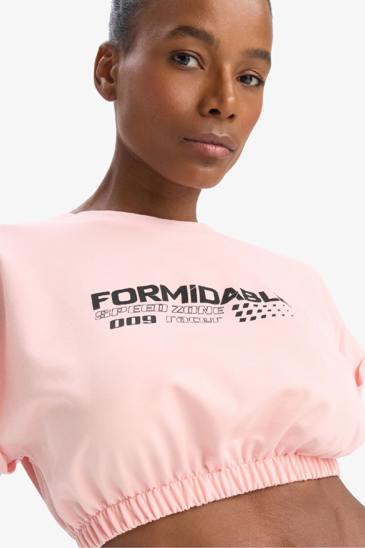 DeFactoFit Cropped Fit Bisiklet Yaka Baskılı Sporcu Kısa Kollu Tişört D9035AX25SPPN243