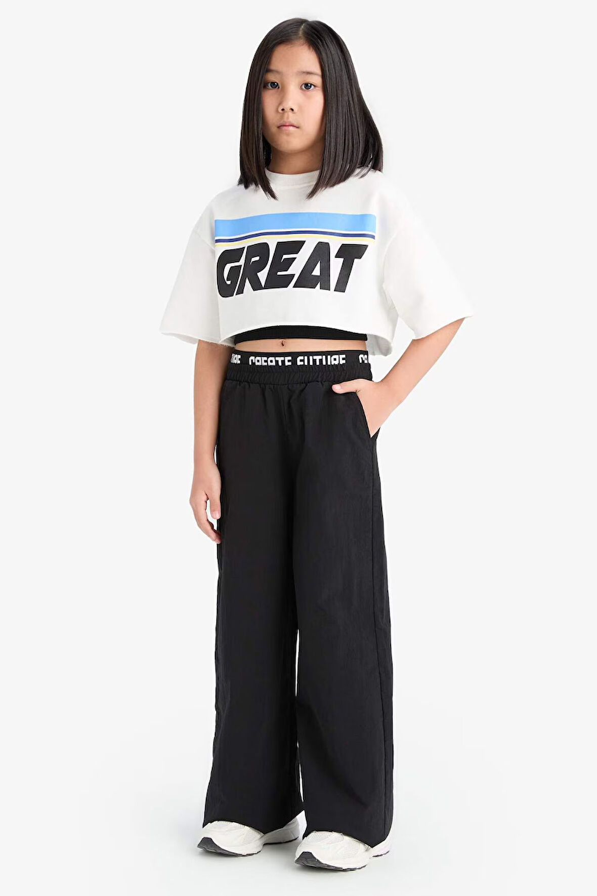 Kız Çocuk Wide Leg Geniş Paça Pamuklu Pantolon