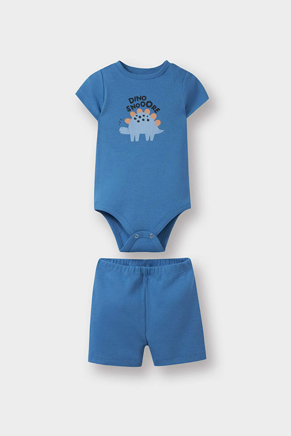 DeFacto Erkek Bebek 2'li Takım Dinazor Baskılı Kısa Kollu Fitilli Kaşkorse Kısa Kollu ÇIçılt Body Şort E8228A525SMBE105