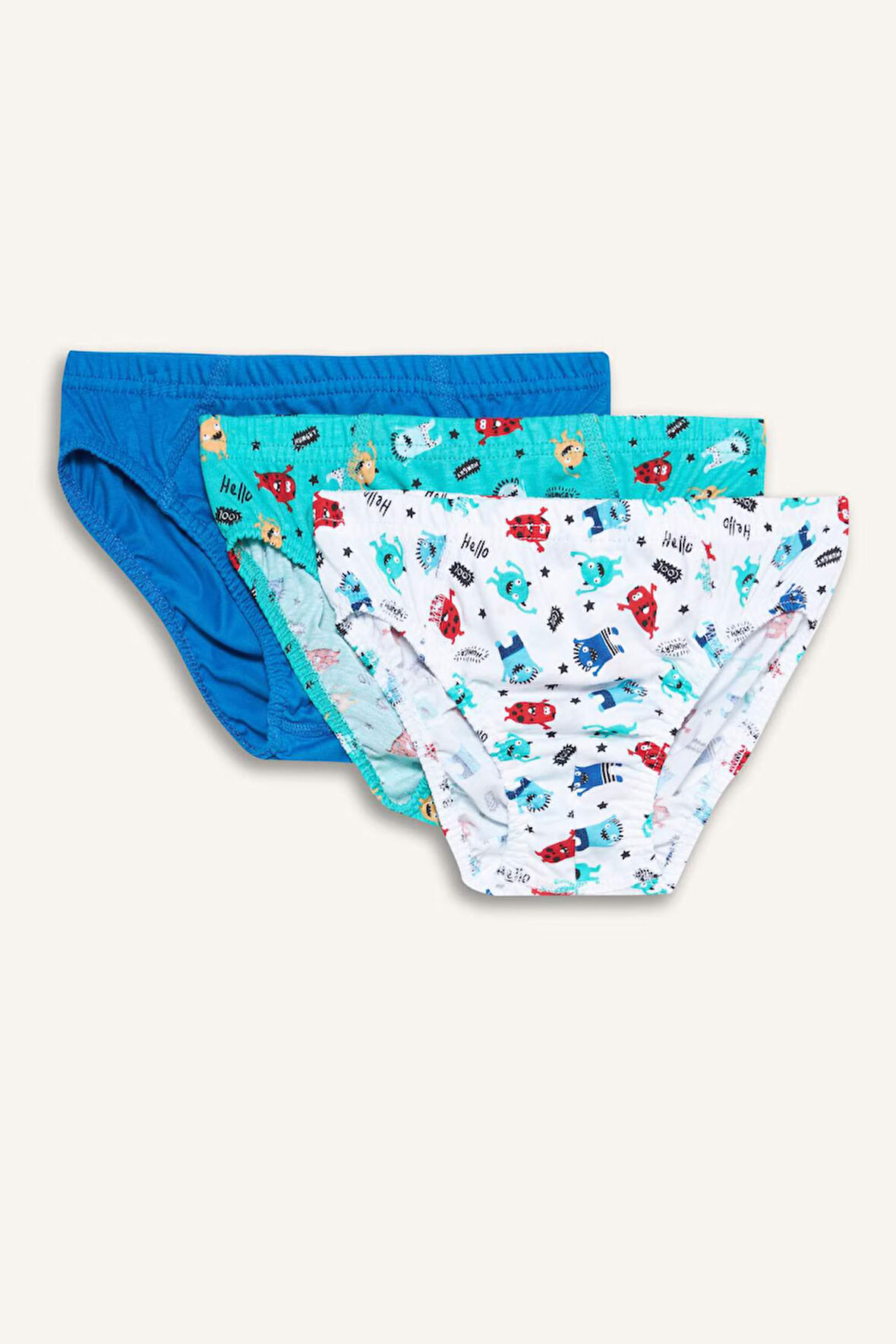 Erkek Çocuk Canavar Baskılı 3'lü Slip Külot