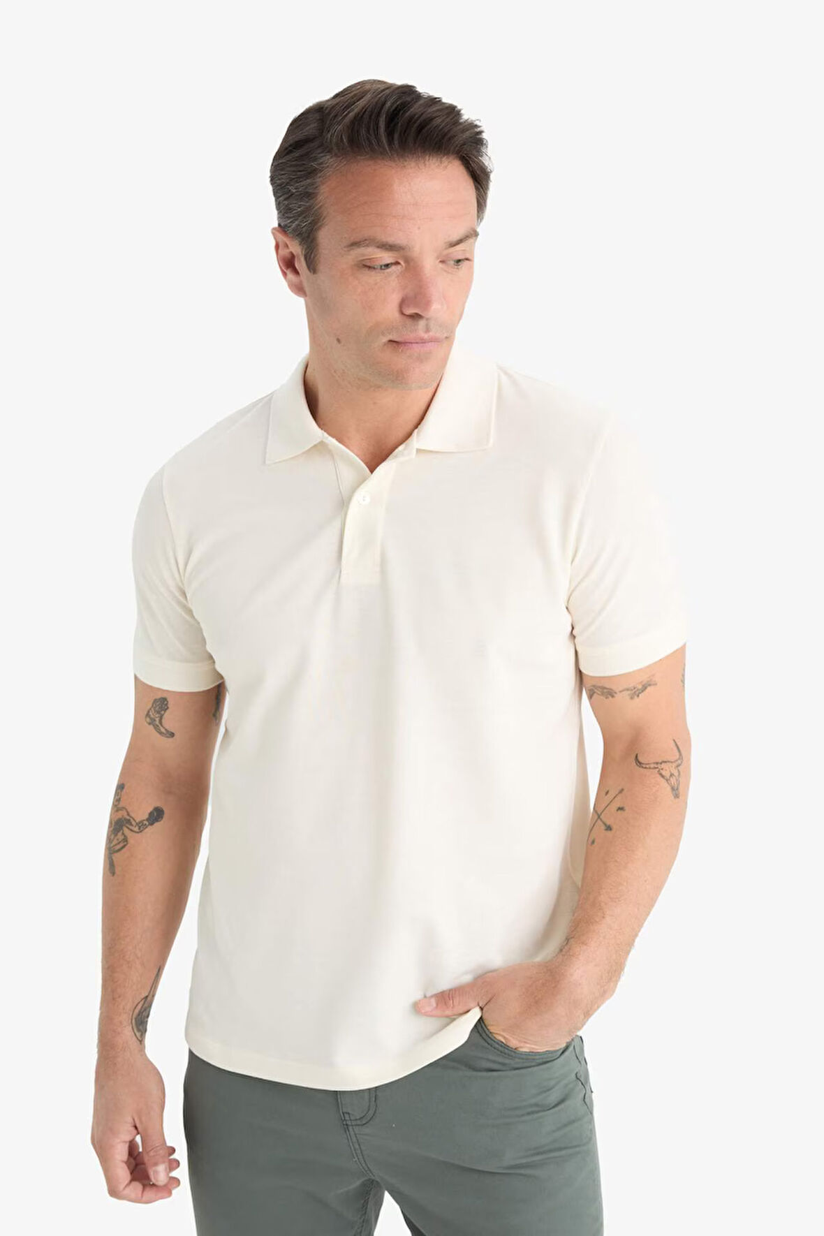 Regular Fit Kısa Kollu Basic Düz Pike Kumaş Polo Tişört