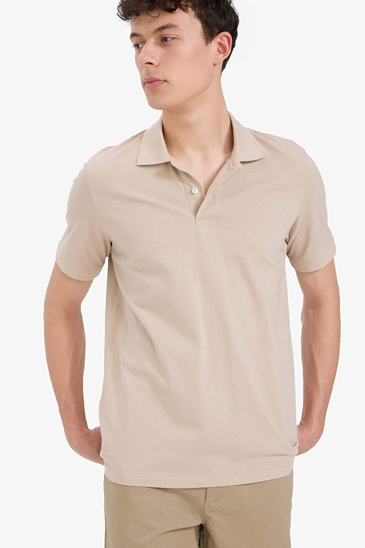 Regular Fit Kısa Kollu Basic Düz Pike Kumaş Polo Tişört