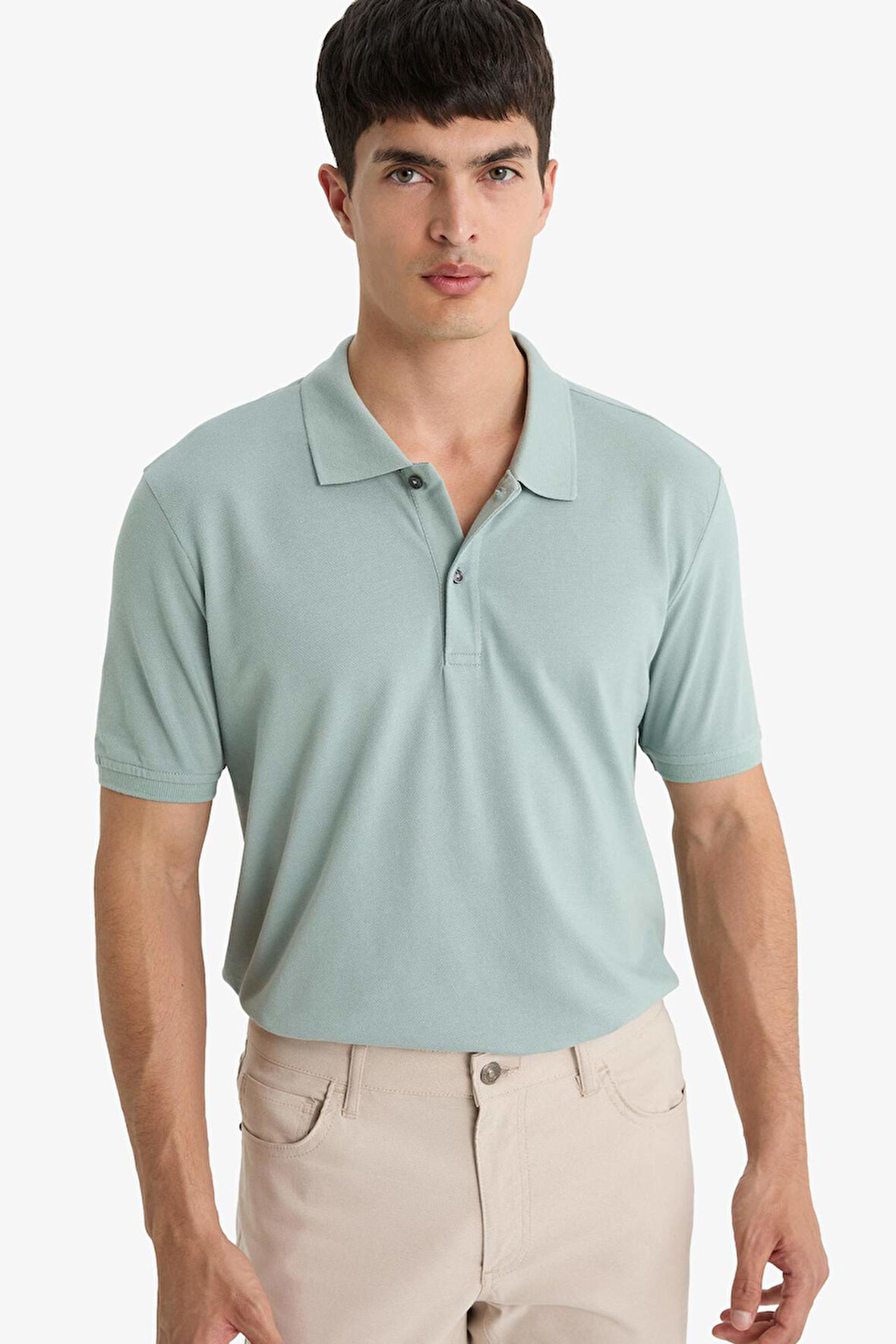 %100 Pamuk Regular Fit Kısa Kollu Basic Düz Pike Kumaş Polo Tişört