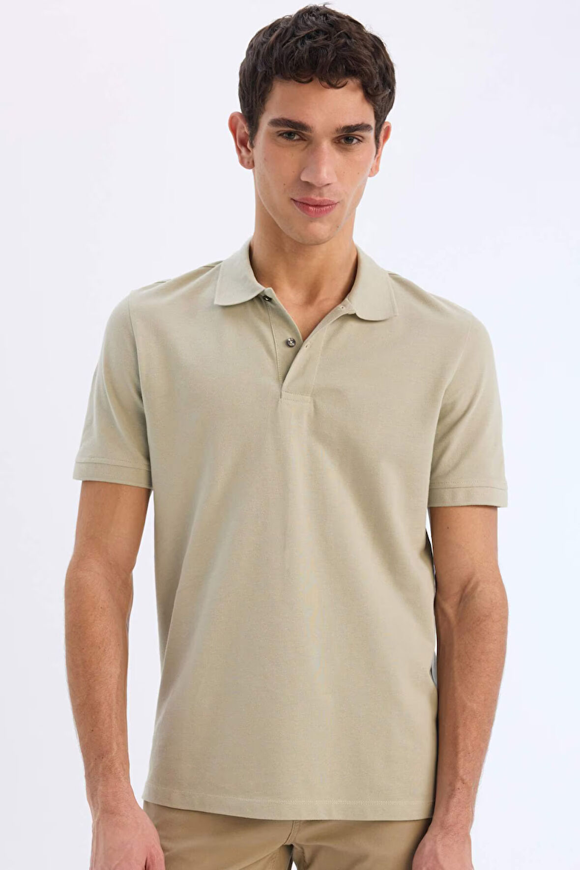 Regular Fit Kısa Kollu Basic Düz Pike Kumaş Polo Tişört