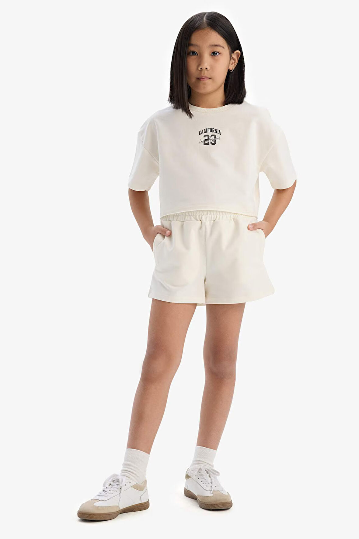 Kız Çocuk 2'li Takım Baskılı Kısa Kollu Tişört Şort