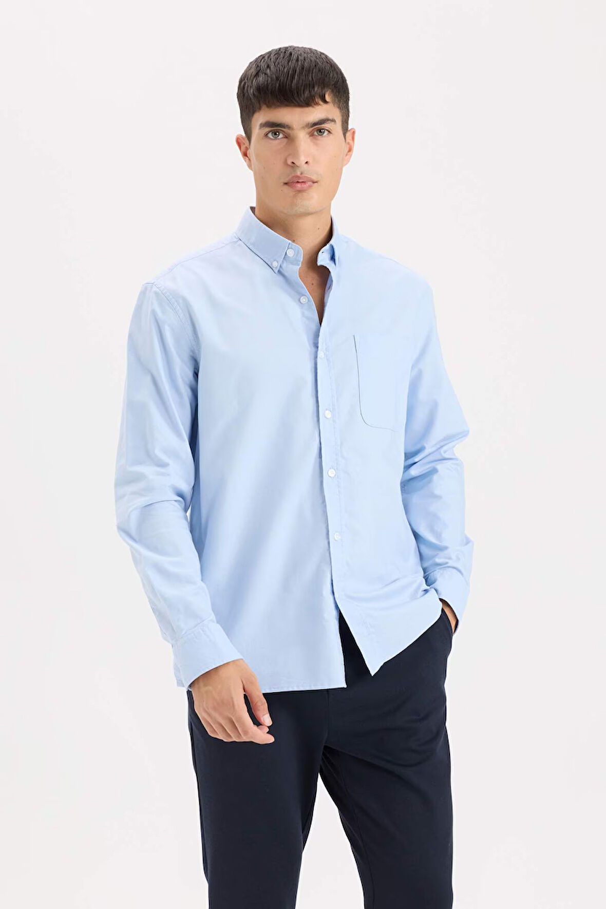Regular Fit Polo Yaka Oxford Uzun Kollu Gömlek