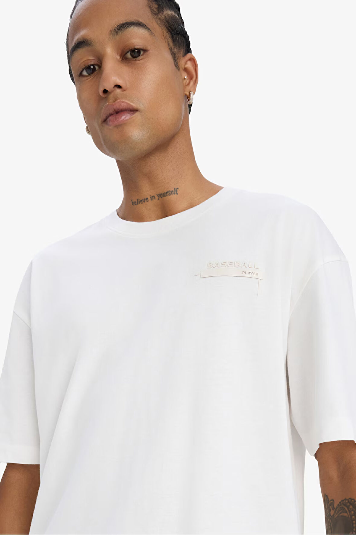 DeFactoFit Oversize Geniş Kalıp Bisiklet Yaka Baskılı Sporcu Kısa Kollu Tişört