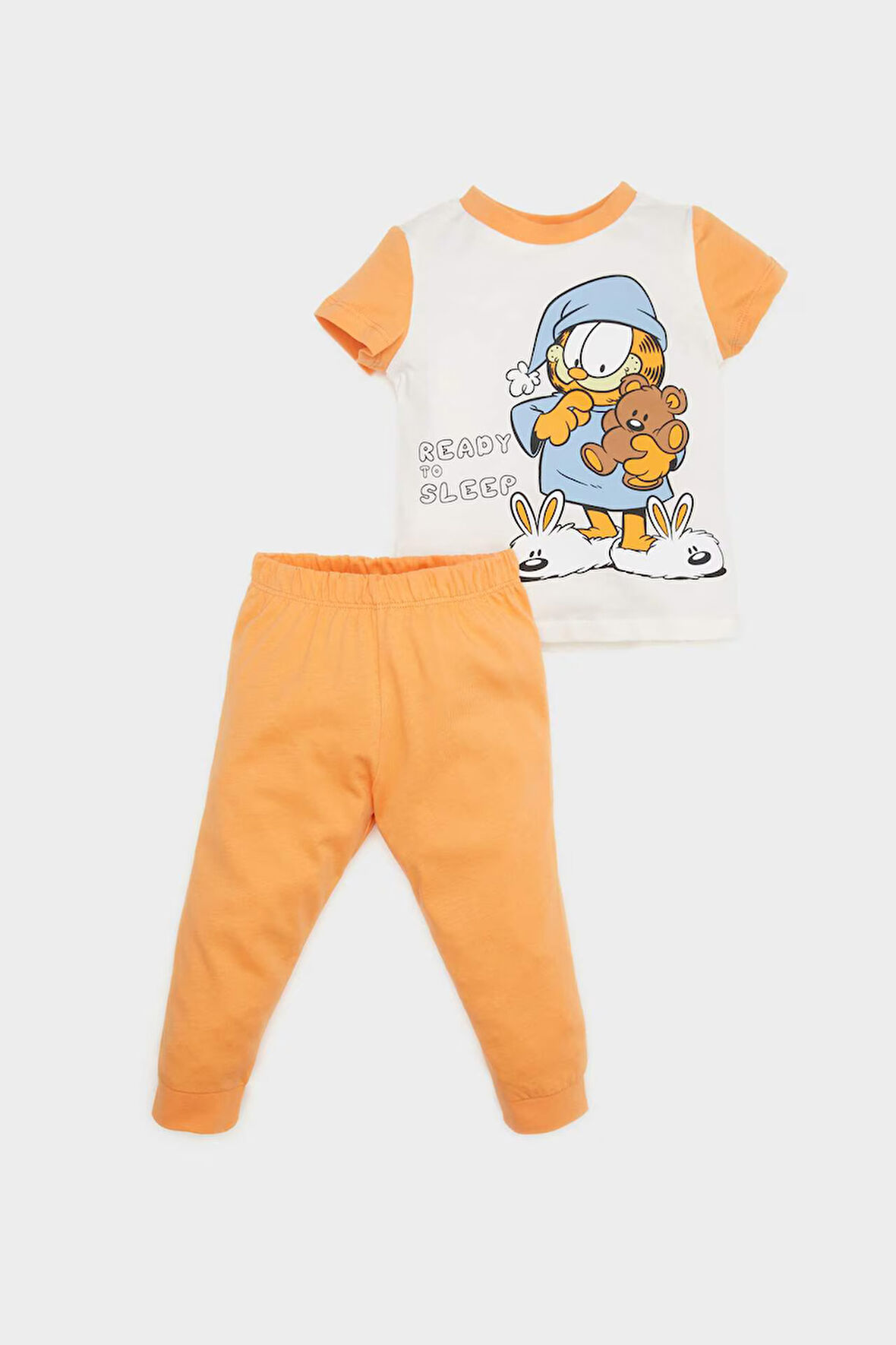 DeFacto Erkek Bebek Garfield Pijama Takımı Kısa Kollu Penye Üst Beli Lastikli Uzun Alt E1176A525SMOG162