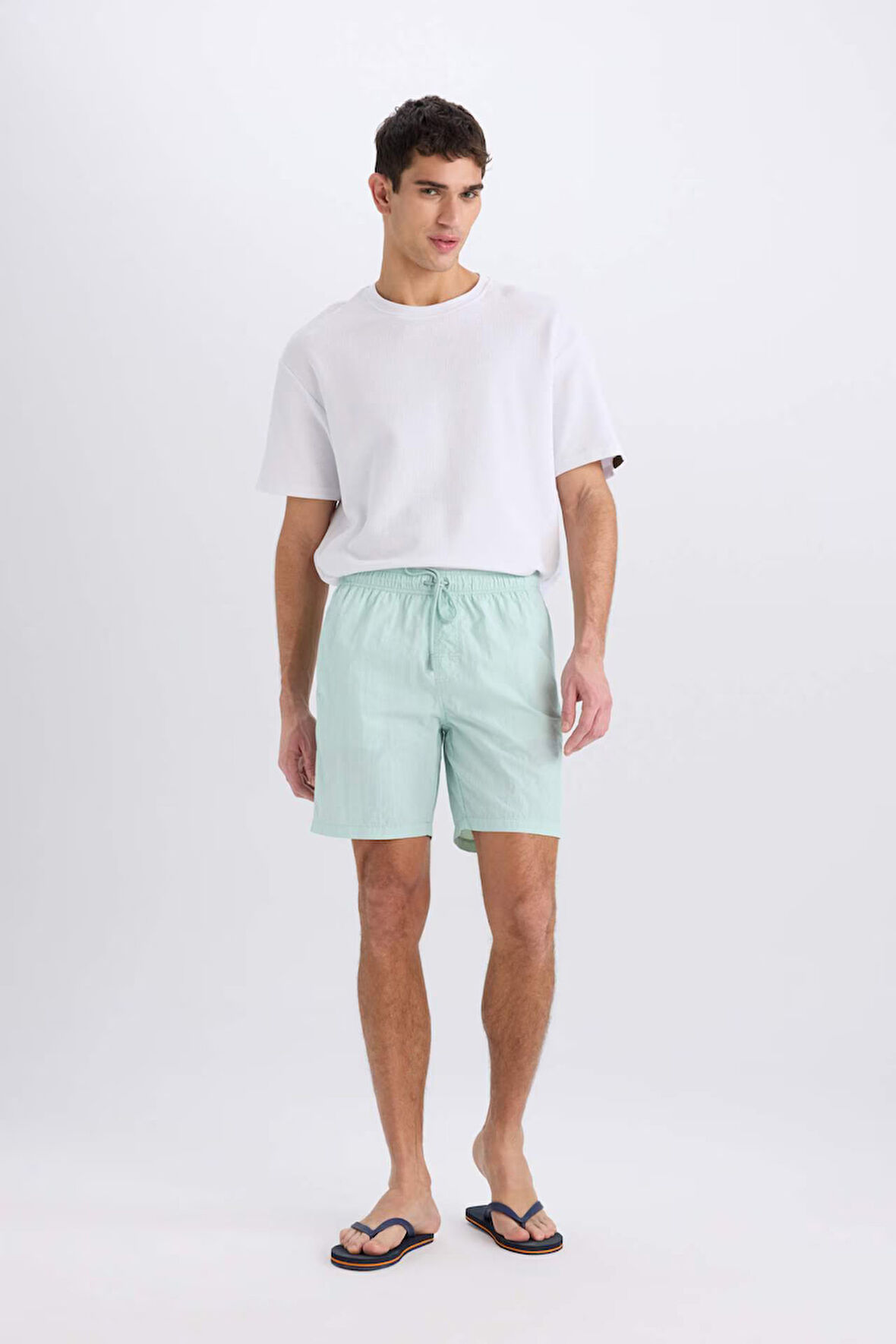 Regular Fit File Astarlı Diz Üstü Deniz Şortu