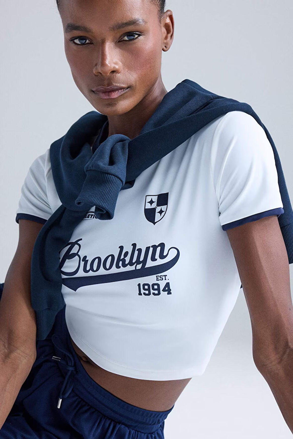 DeFactoFit Crop Bisiklet Yaka Baskılı Sporcu Kısa Kollu Tişört