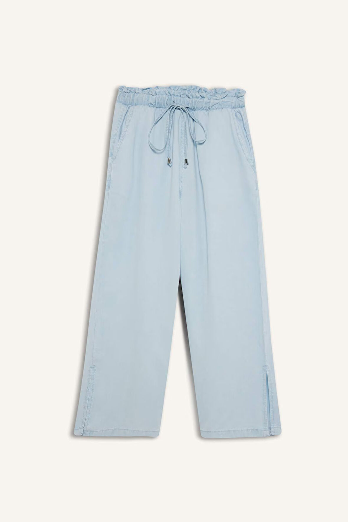 Pull On Culotte Yüksek Bel Tensel Yıkamalı Pantolon