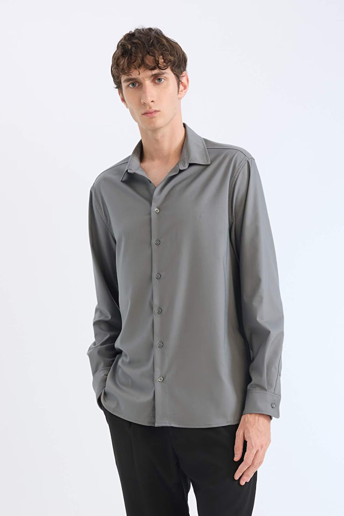 Regular Fit Polo Yaka Uzun Kollu Gömlek