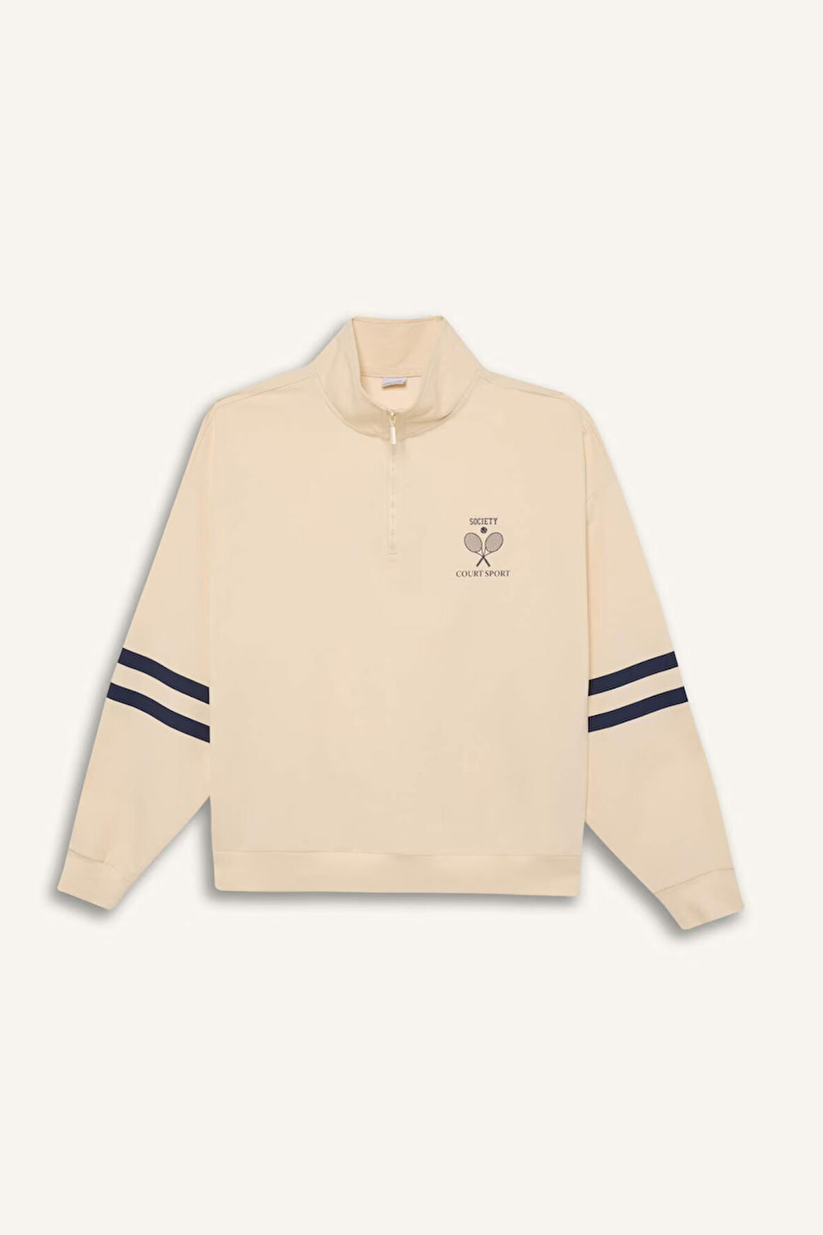 DeFactoFit Oversize Geniş Kalıp Yarım Fermuarlı Baskılı Sporcu Sweatshirt D7132AX25SPER109