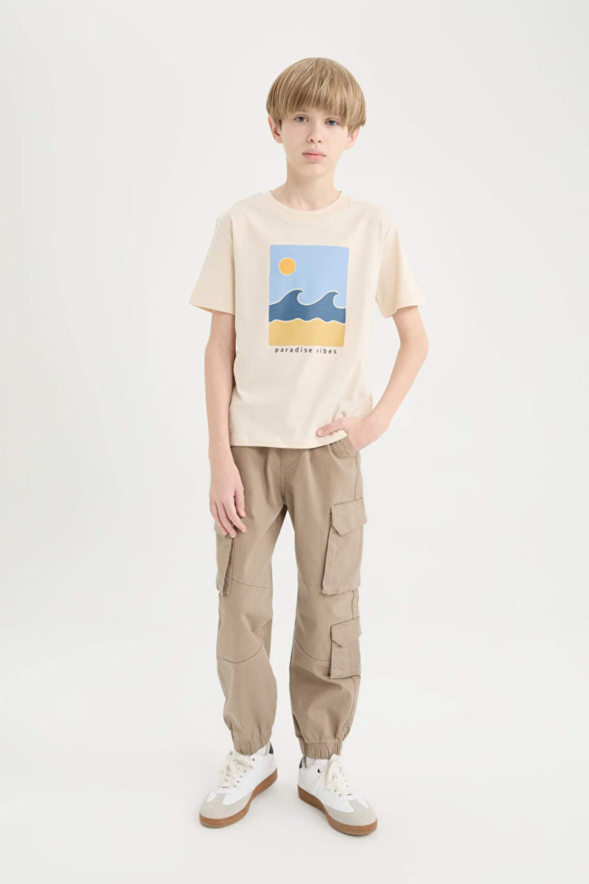 Erkek Çocuk Kargo Cepli Standart Paça Gabardin Jogger Pantolon