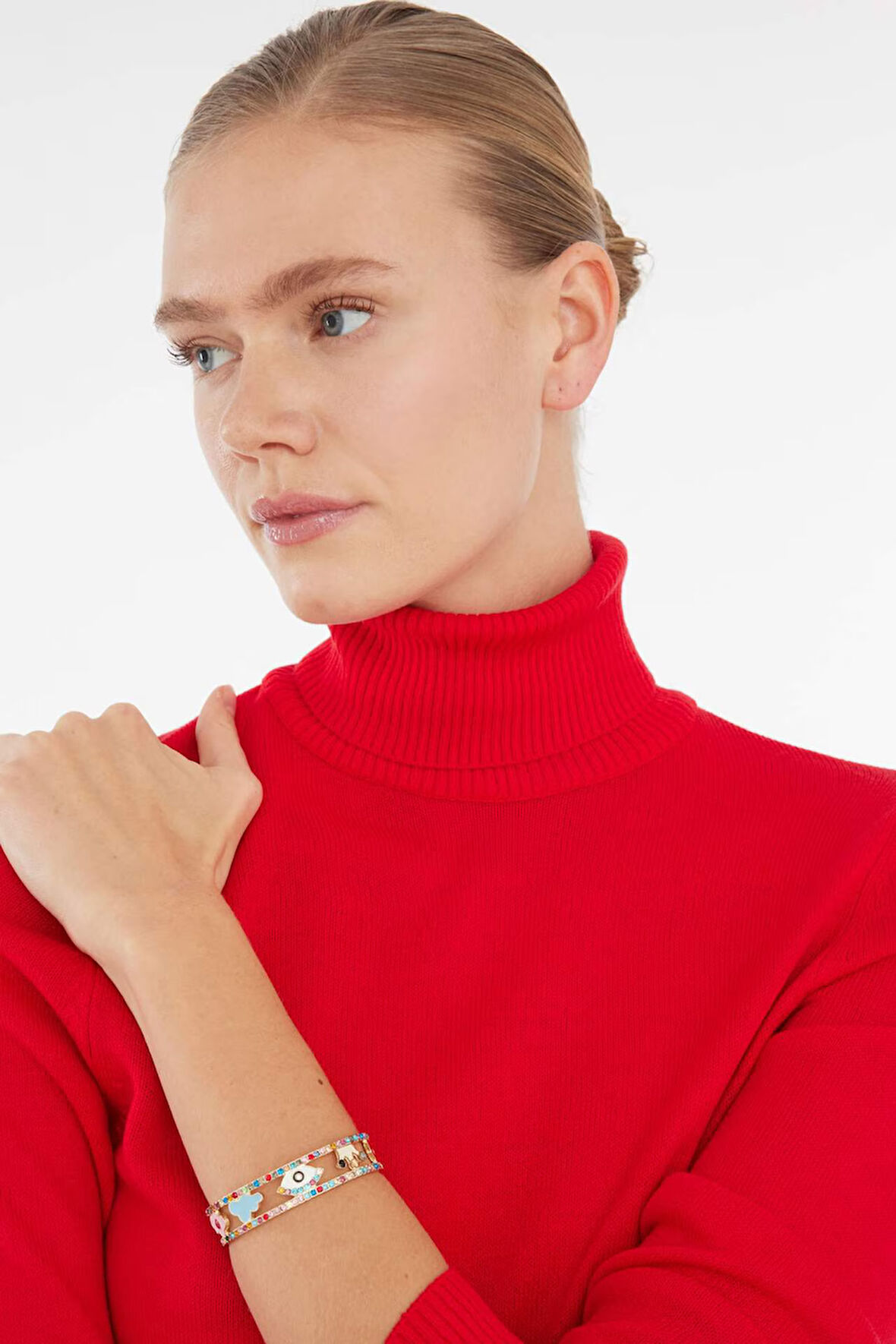 Kadın Renkli Taşlı Kelepçe Bileklik