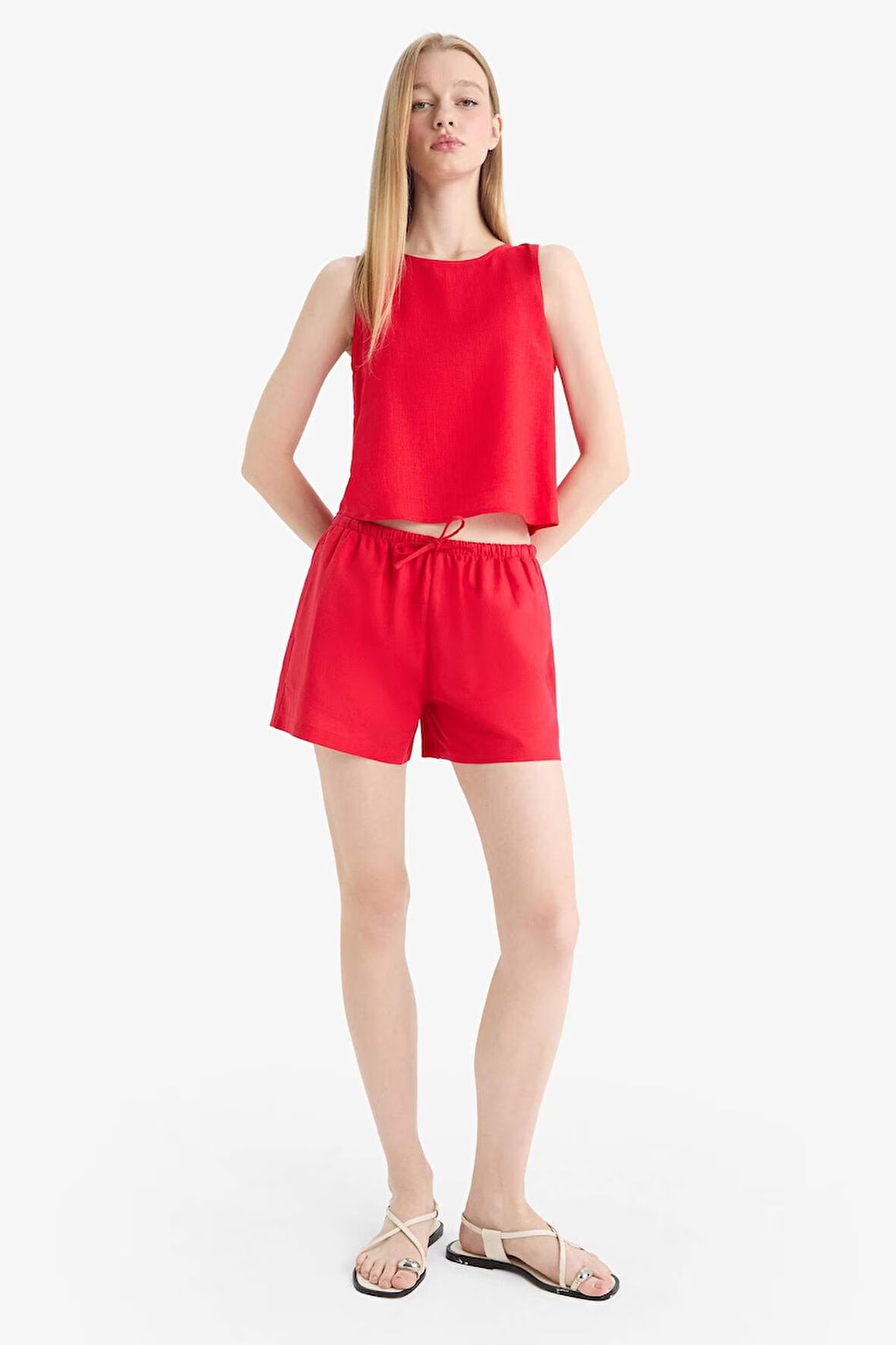 Coool Regular Fit Normal Bel Kısa Paça Keten Karışımlı Şort