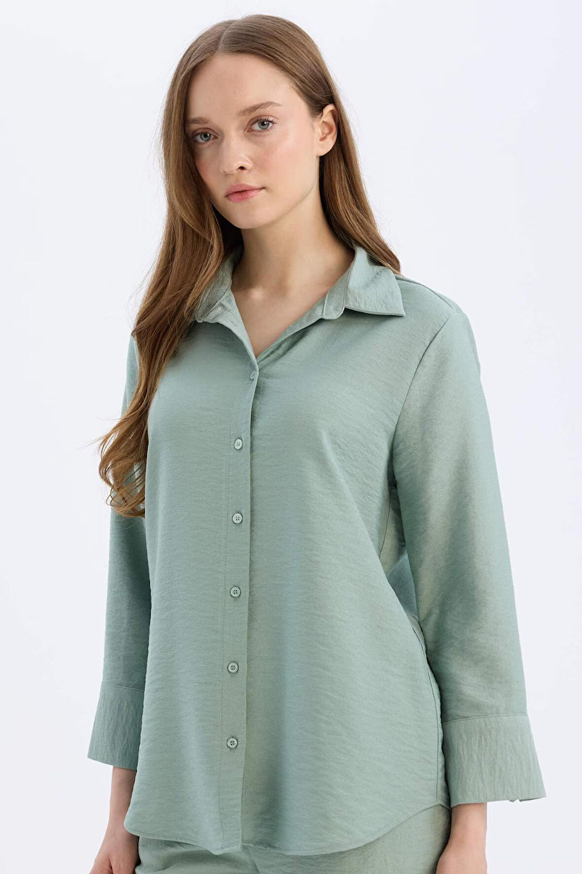 Regular Fit Basic Düz Uzun Kollu Gömlek