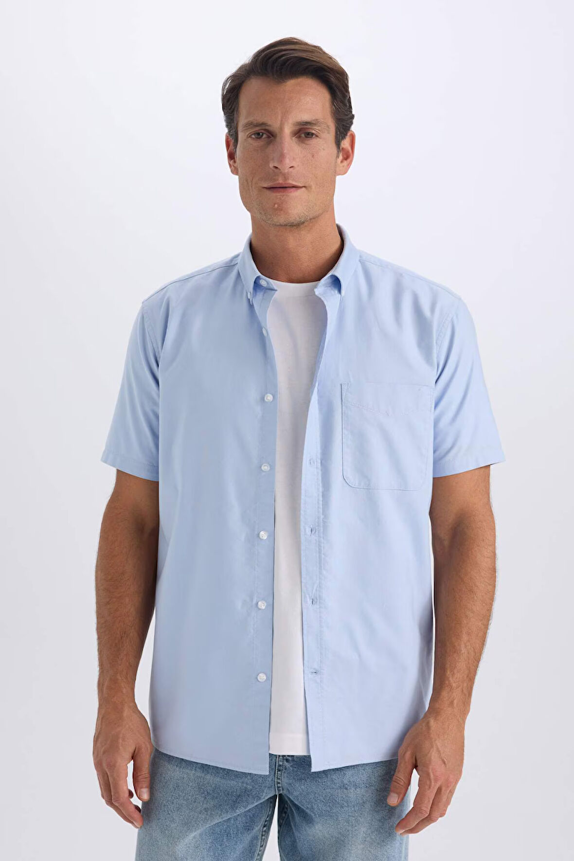 Regular Fit Polo Yaka Oxford Yazlık Kısa Kollu Gömlek