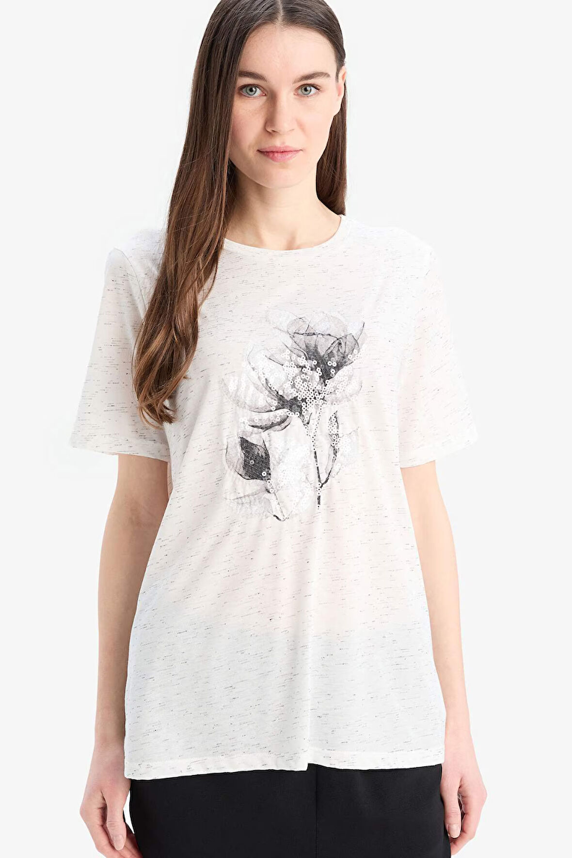 DeFacto Bisiklet Yaka Baskılı Kısa Kollu Tişört E0919AX25SPER100