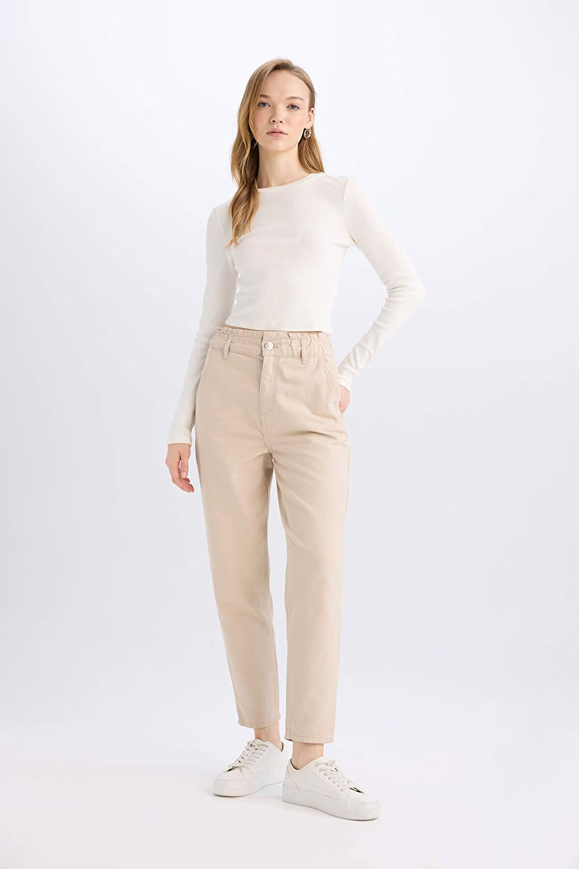 DeFacto Paperbag Gabardin Kumaş Pantolon Standart Paça Cepli S2790AZ25SPBG115