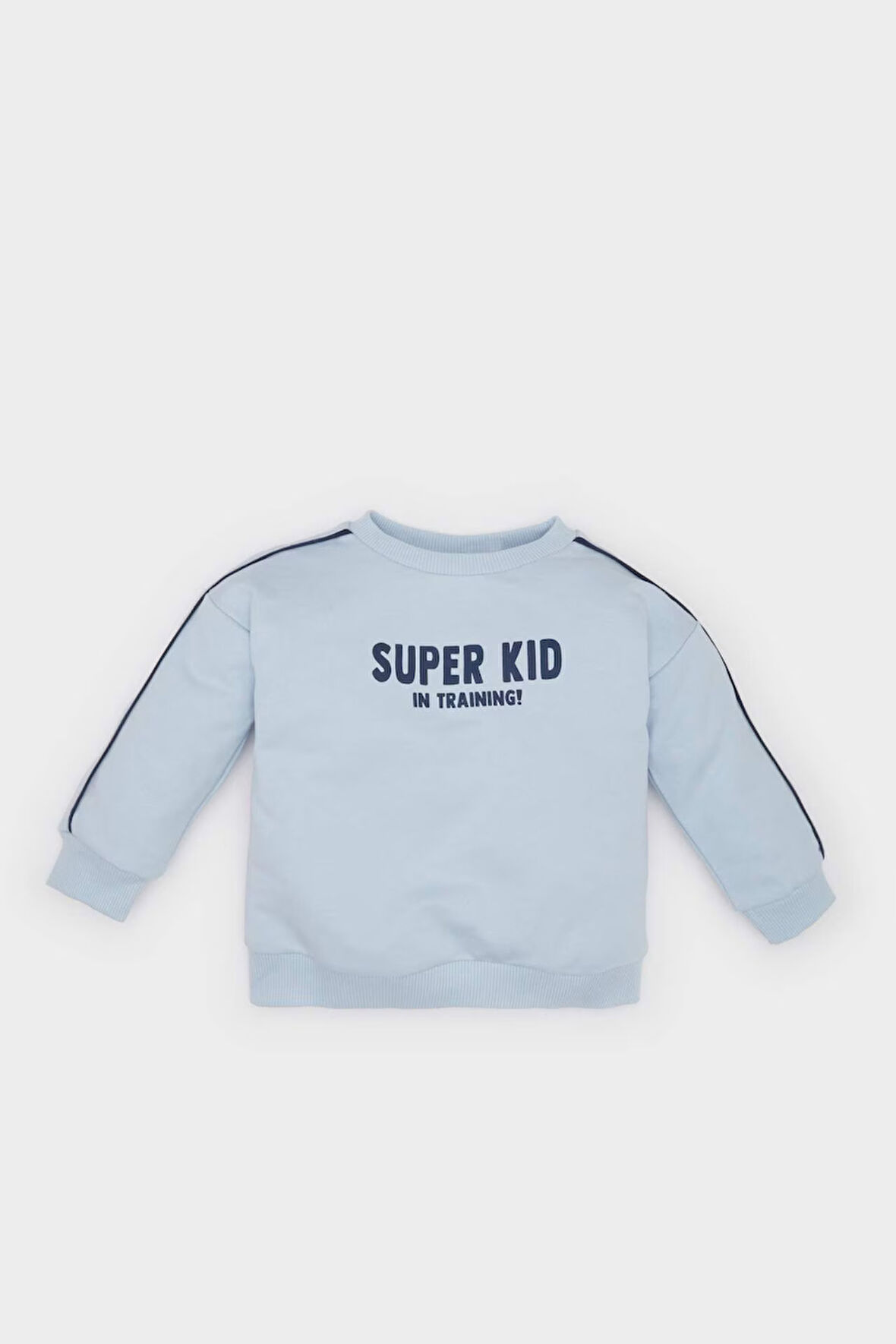 Erkek Bebek Bisiklet Yaka Baskılı Sweatshirt