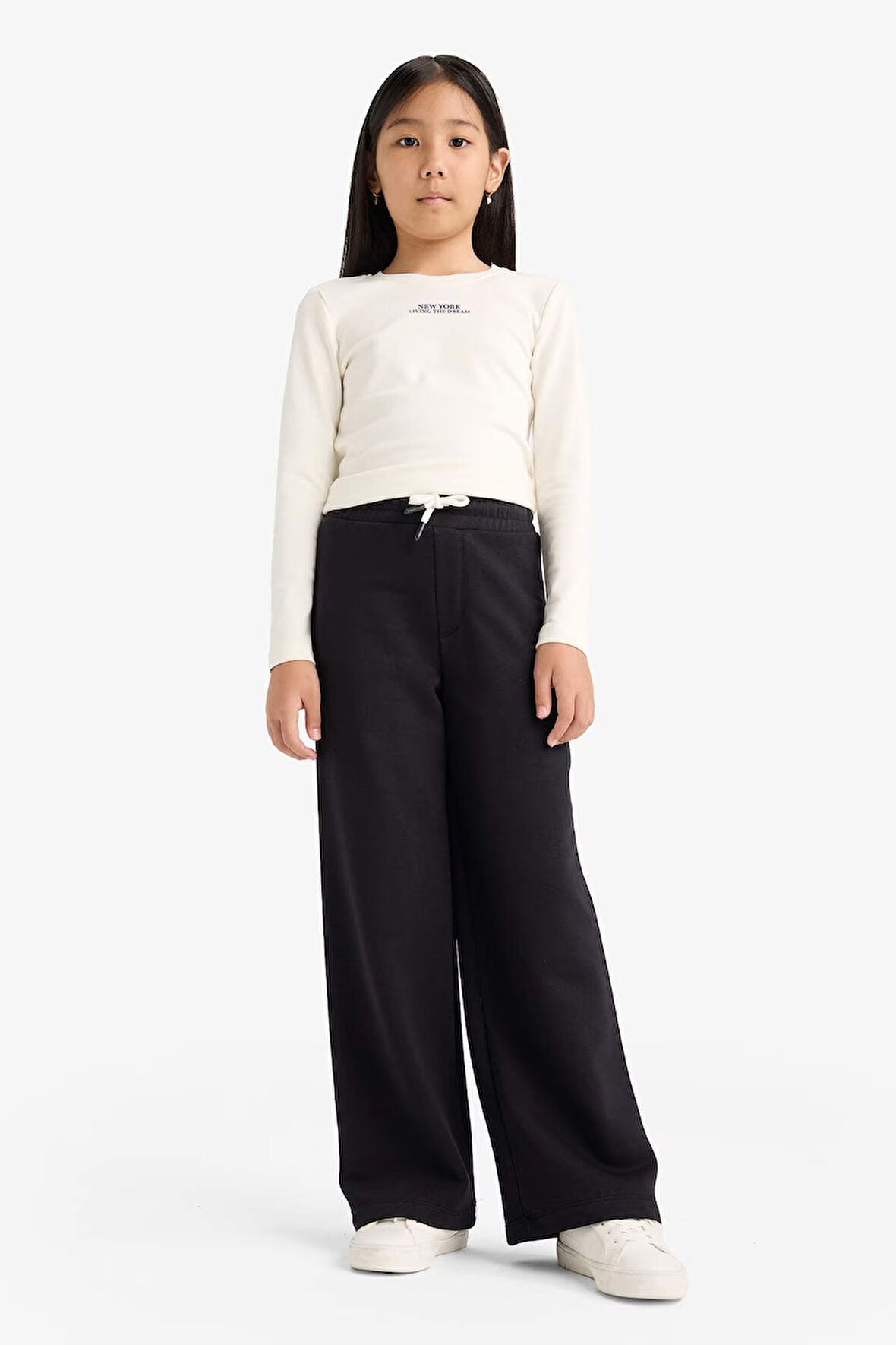 Kız Çocuk Wide Leg Beli Lastikli Geniş Paça Eşofman Altı
