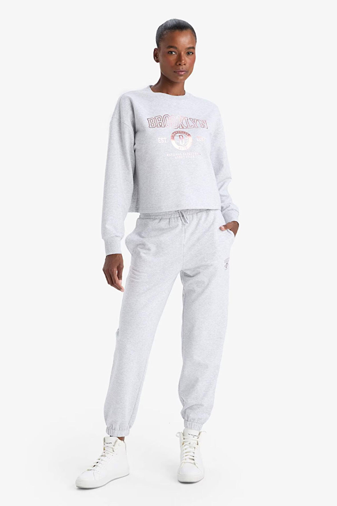 DeFactoFit NBA Brooklyn Nets Standart Fit Cepli Sporcu Jogger Eşofman Altı