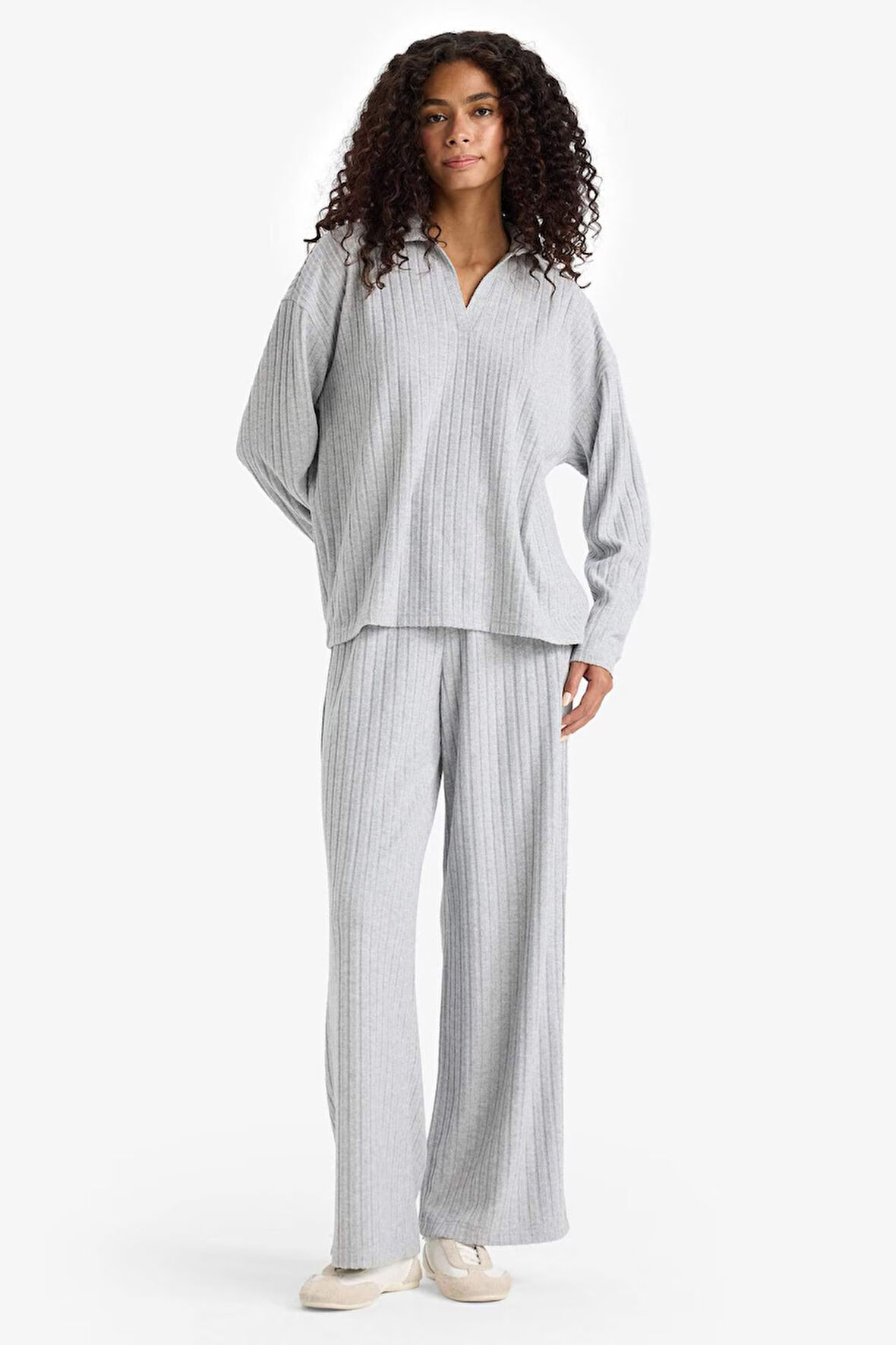 Wide Leg Fitilli Kaşkorse Beli Lastikli Pantolon 