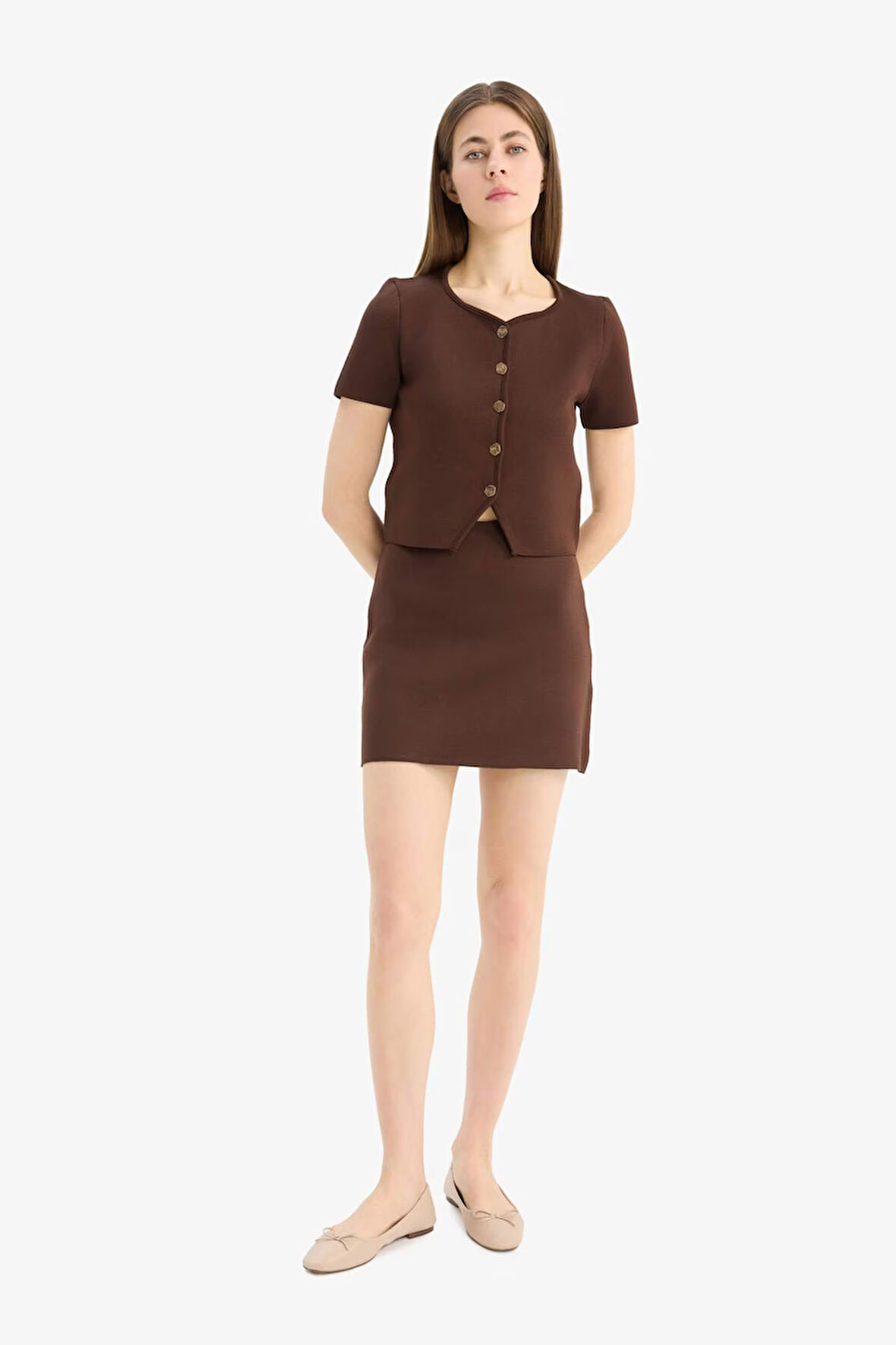 DeFacto Basic Düz Mini Etek E8417AX25SPBN540