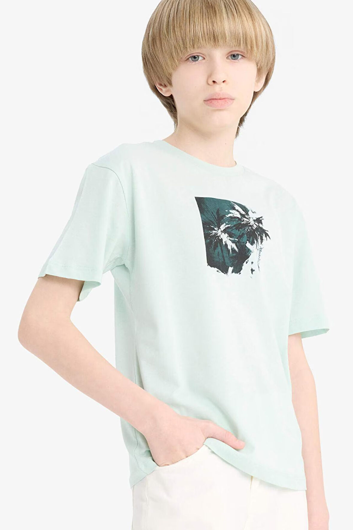 DeFacto Erkek Çocuk Bisiklet Yaka Baskılı Kısa Kollu Tişört E4168A825SMGN1114